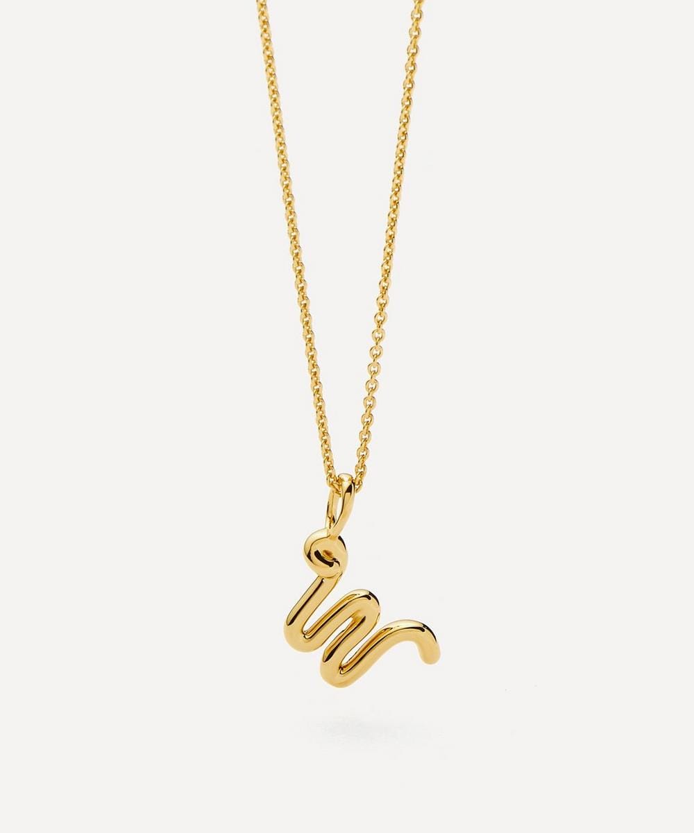 Missoma 18ct Gold - Plated Vermeil Silver Curly Molten Mini W Initial Pendant Necklace