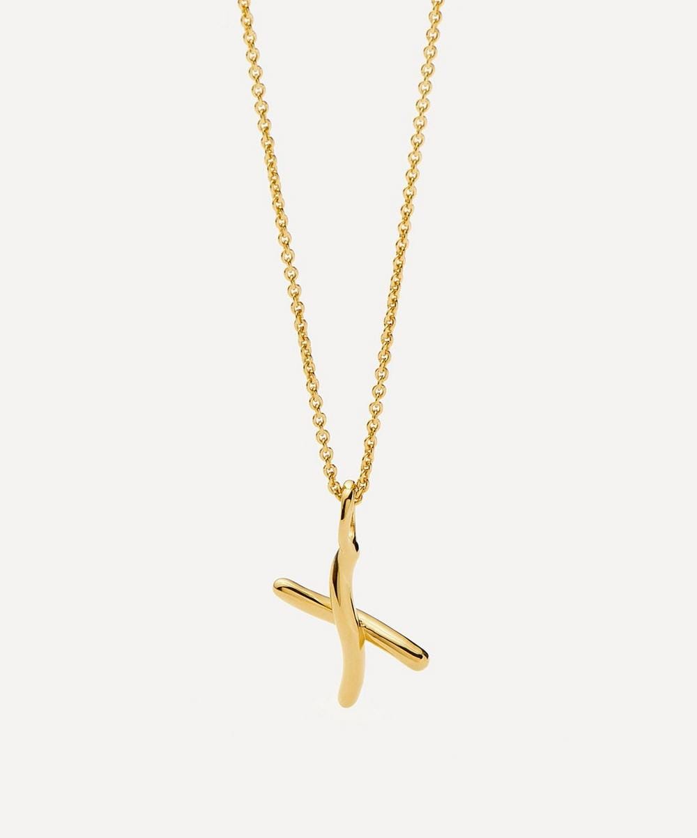 Missoma 18ct Gold - Plated Vermeil Silver Curly Molten Mini x Initial Pendant Necklace