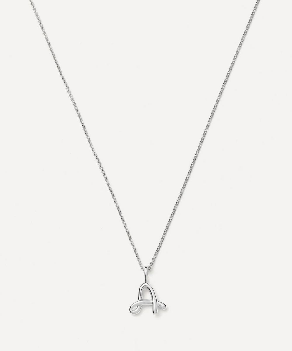 Missoma Sterling Silver Curly Molten Mini A Initial Pendant Necklace