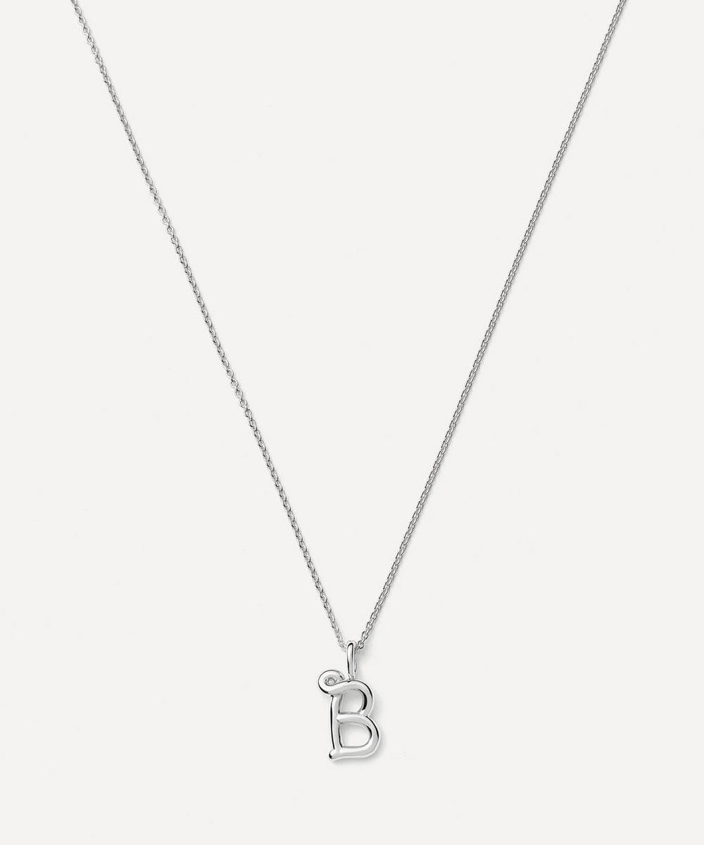 Missoma Sterling Silver Curly Molten Mini B Initial Pendant Necklace