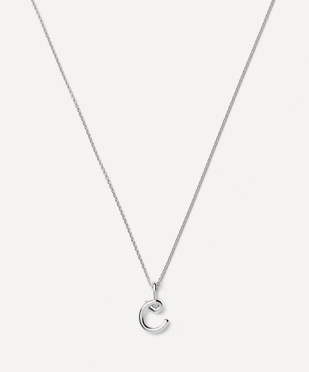 Missoma Sterling Silver Curly Molten Mini C Initial Pendant Necklace