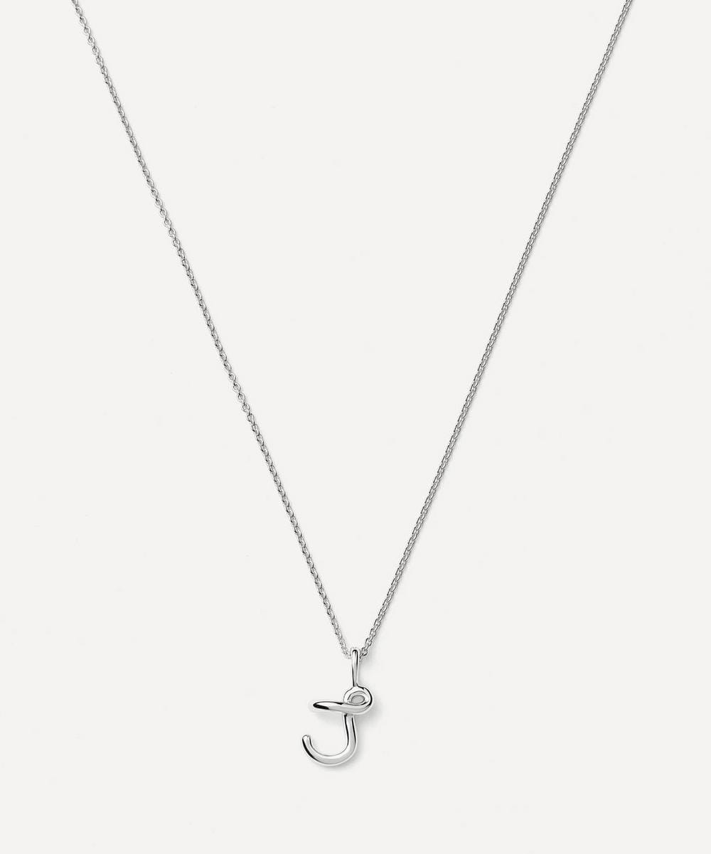 Missoma Sterling Silver Curly Molten Mini J Initial Pendant Necklace