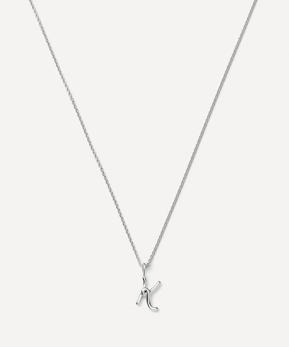 Missoma Sterling Silver Curly Molten Mini K Initial Pendant Necklace