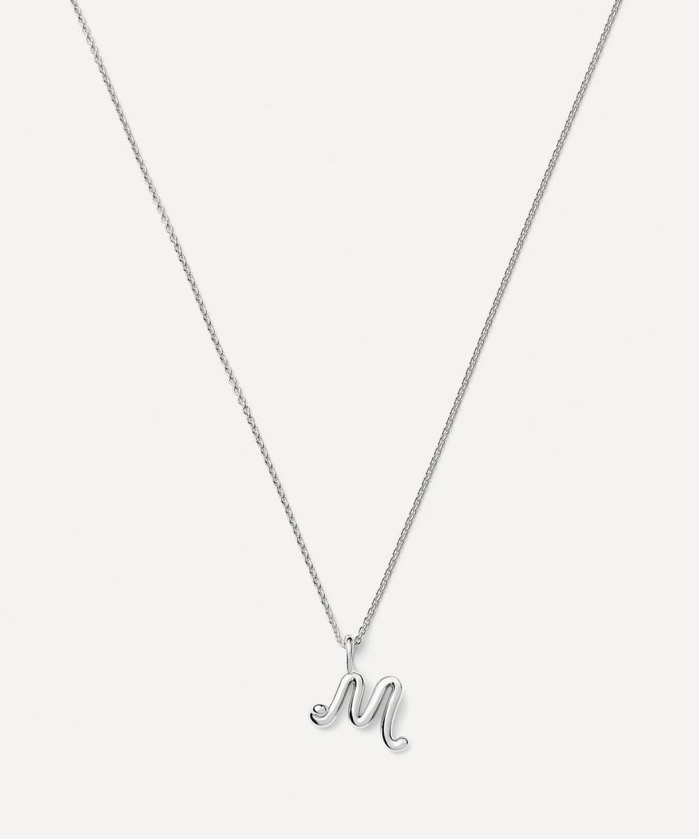 Missoma Sterling Silver Curly Molten Mini M Initial Pendant Necklace
