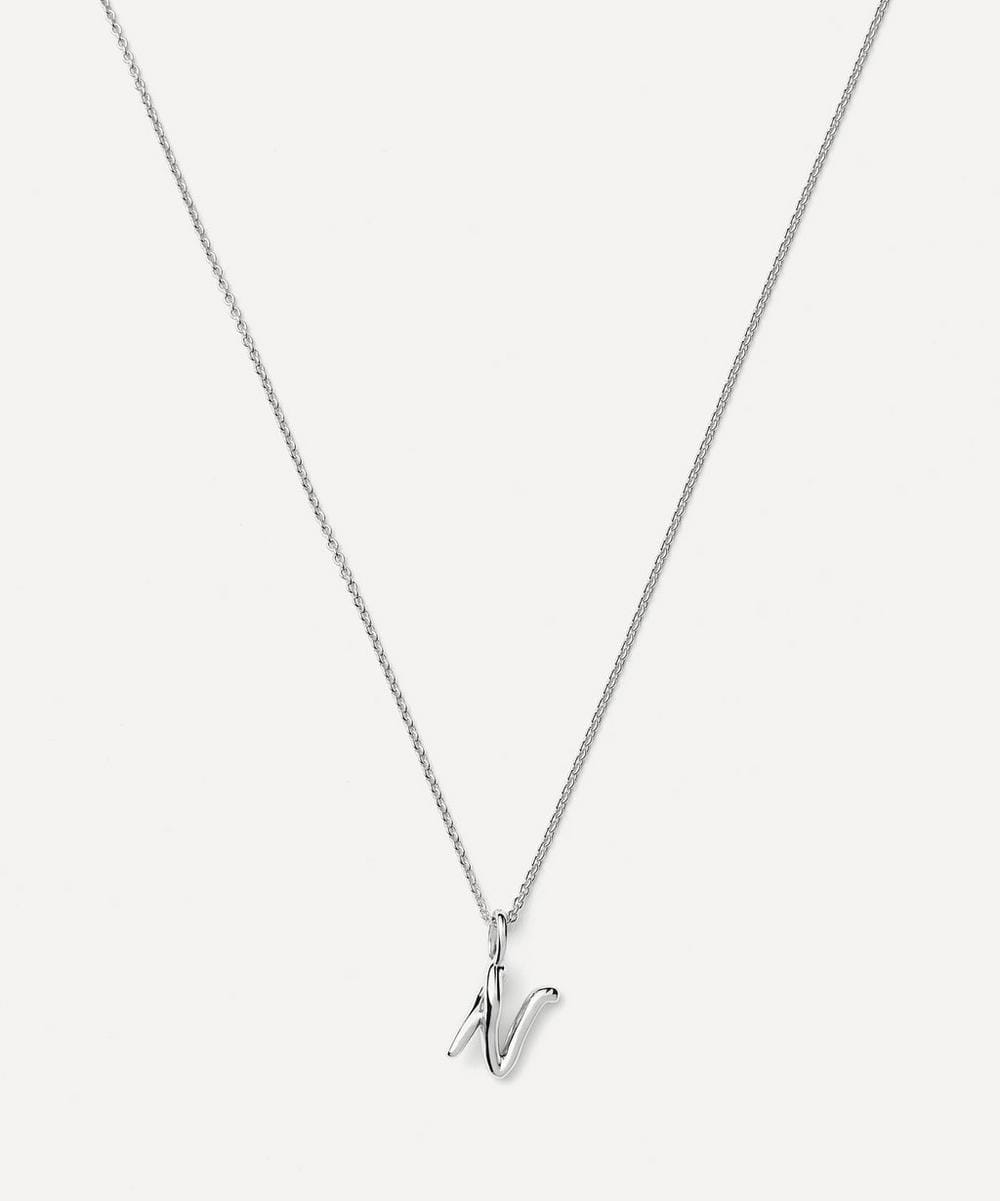 Missoma Sterling Silver Curly Molten Mini N Initial Pendant Necklace