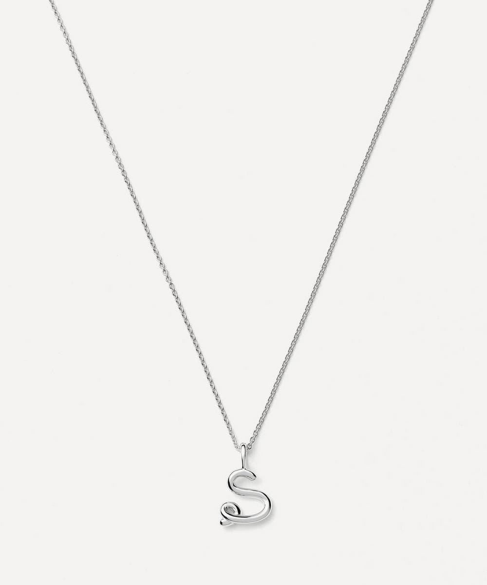 Missoma Sterling Silver Curly Molten Mini S Initial Pendant Necklace