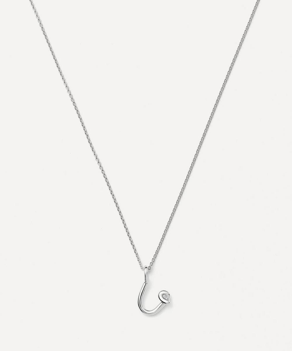Missoma Sterling Silver Curly Molten Mini U Initial Pendant Necklace