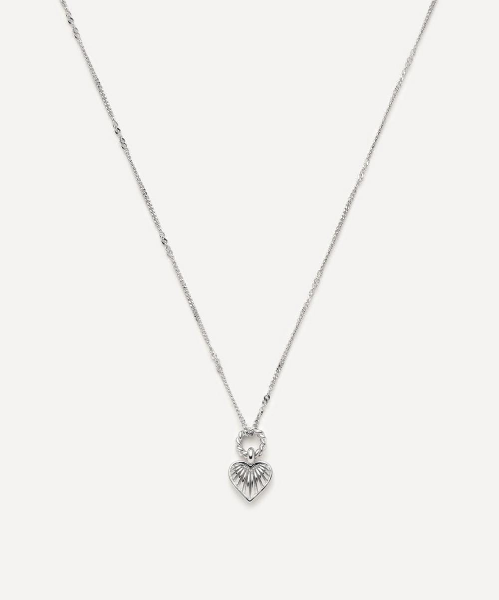 Missoma Rhodium - Plated Mini Ridge Heart Pendant Necklace