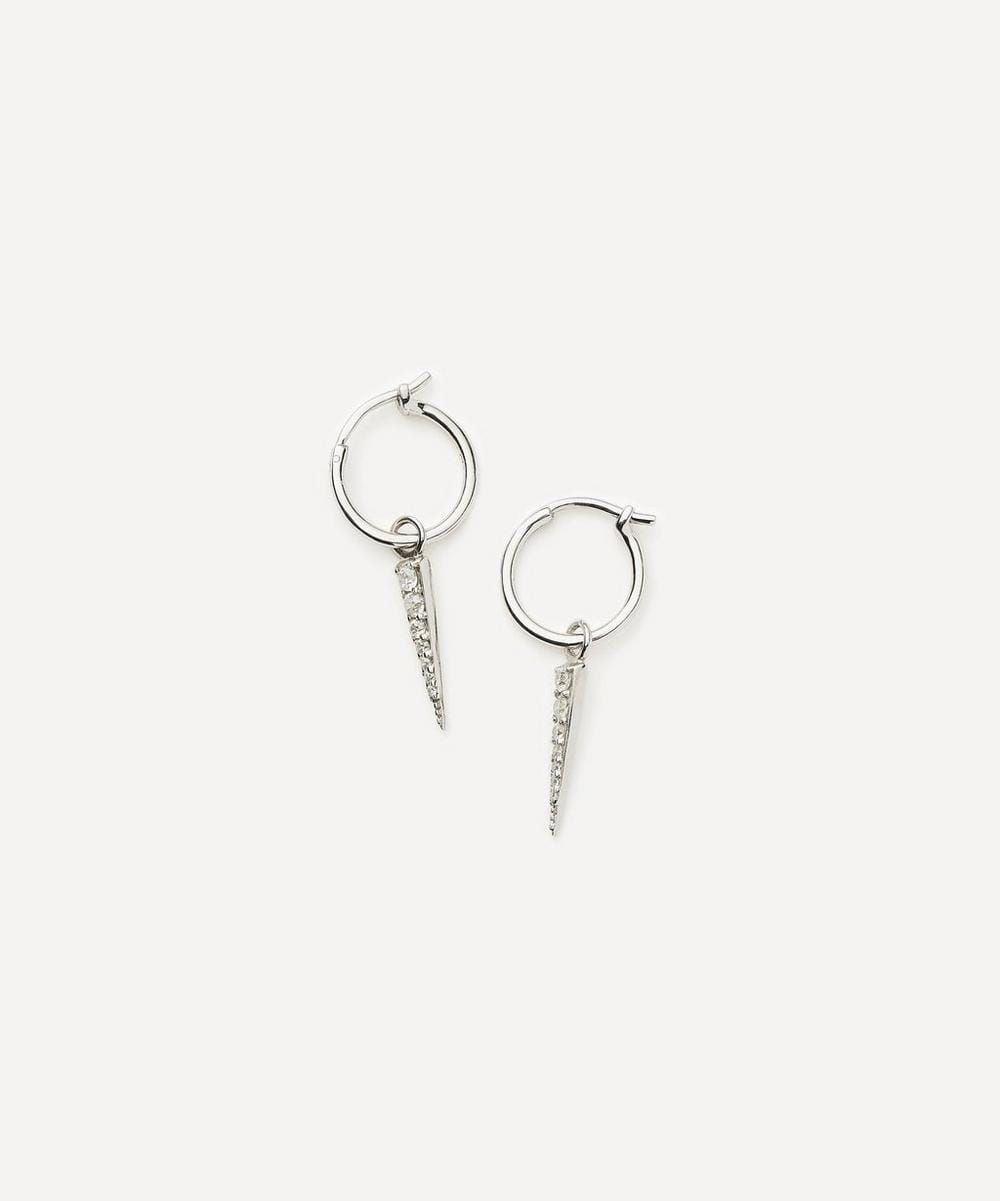 Missoma Sterling Silver Small Pave Spike Charm Hoop Earrings