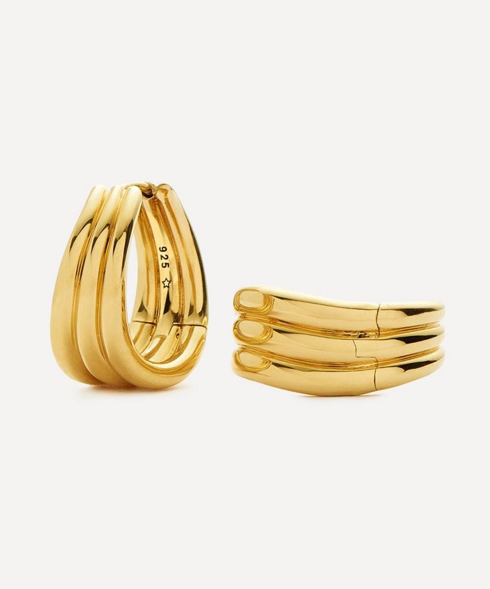 Missoma X Savi 18ct Gold - Plated Triple Ridge Hoop Earrings