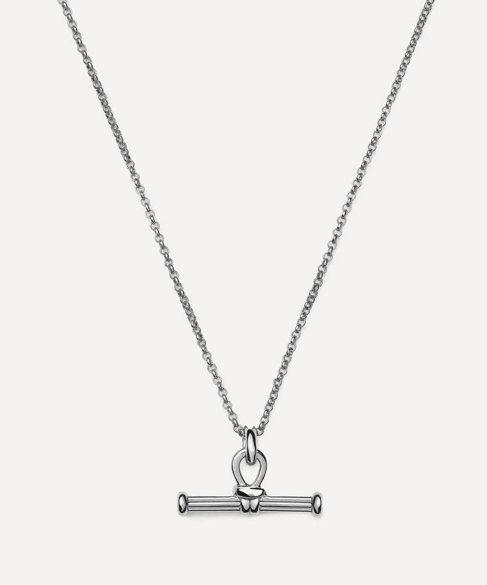 Missoma Rhodium - Plated Ridge T - Bar Pendant Necklace