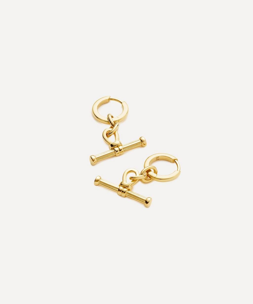 Missoma 18ct Gold - Plated Ridge T - Bar Drop Huggie Hoop Earrings