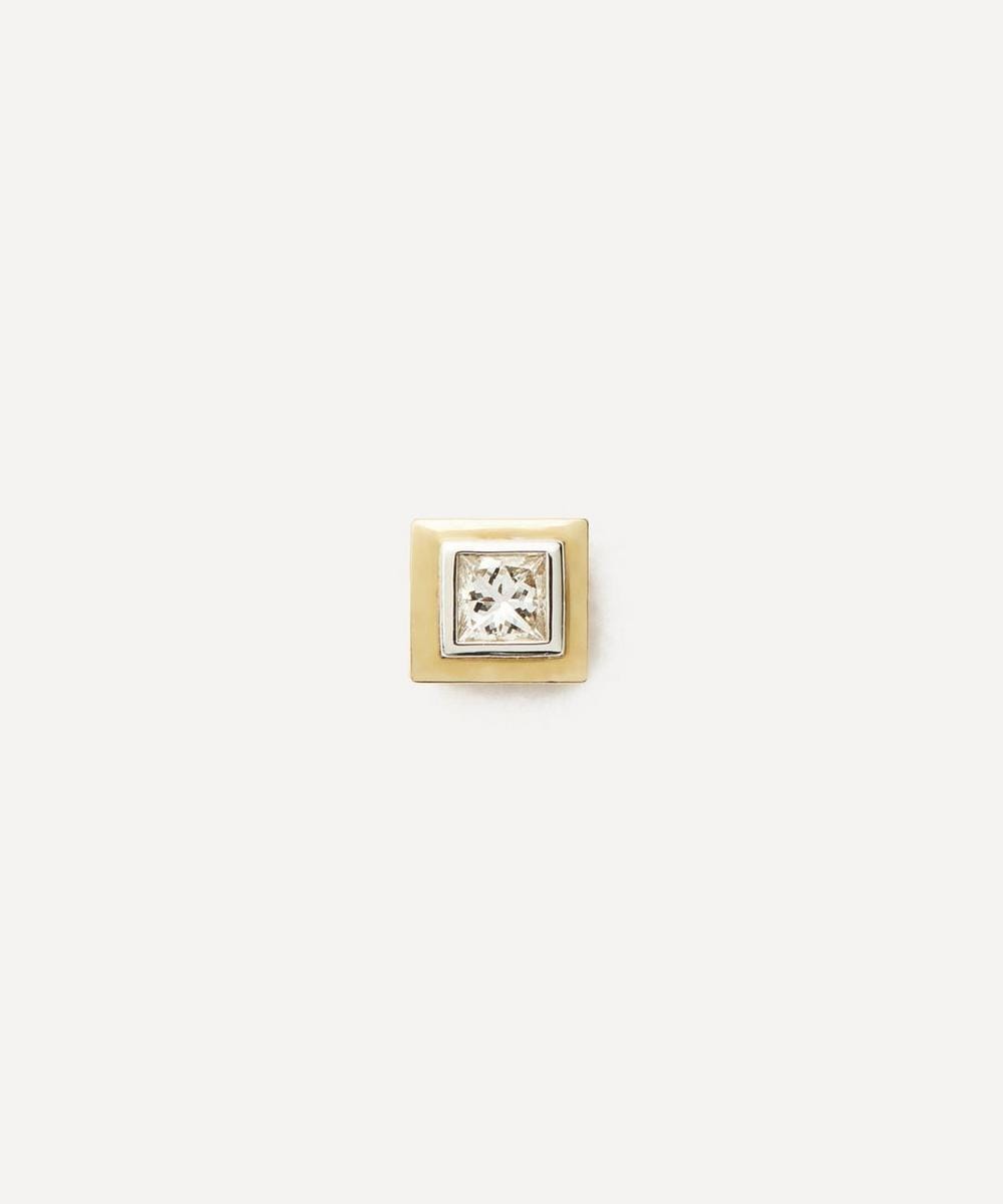 Missoma 14ct Gold Fine Square Solitaire Stud Earring