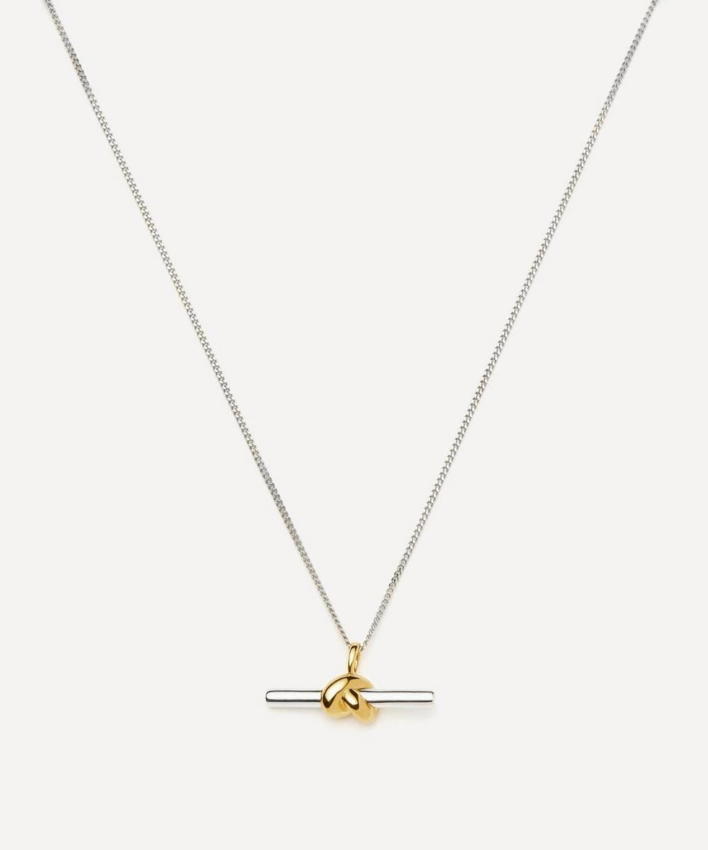 Missoma X Lucy Williams Mixed Metal T - Bar Knot Pendant Necklace
