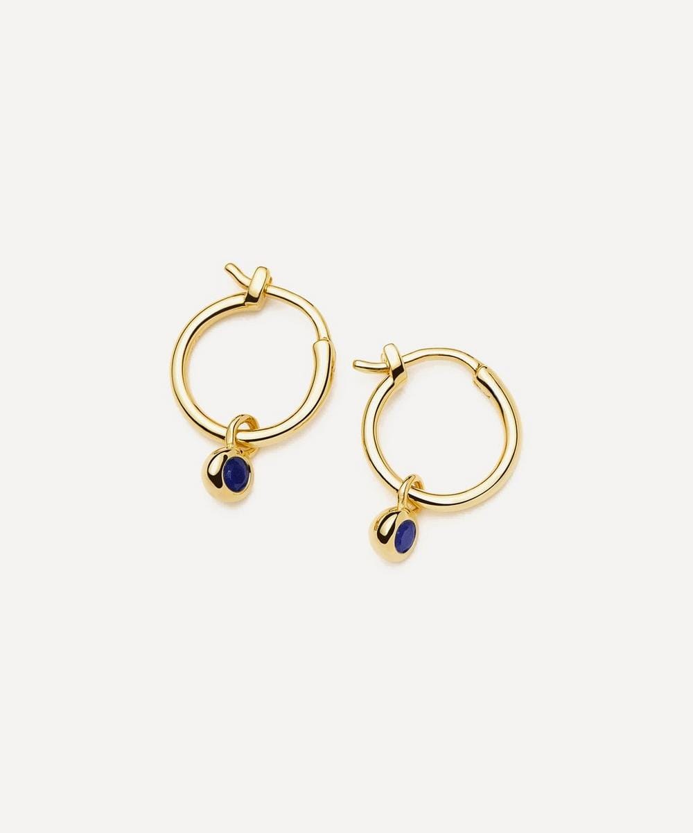 Missoma 18ct Gold - Plated Vermeil Silver September Birthstone Mini Charm Hoop Earrings
