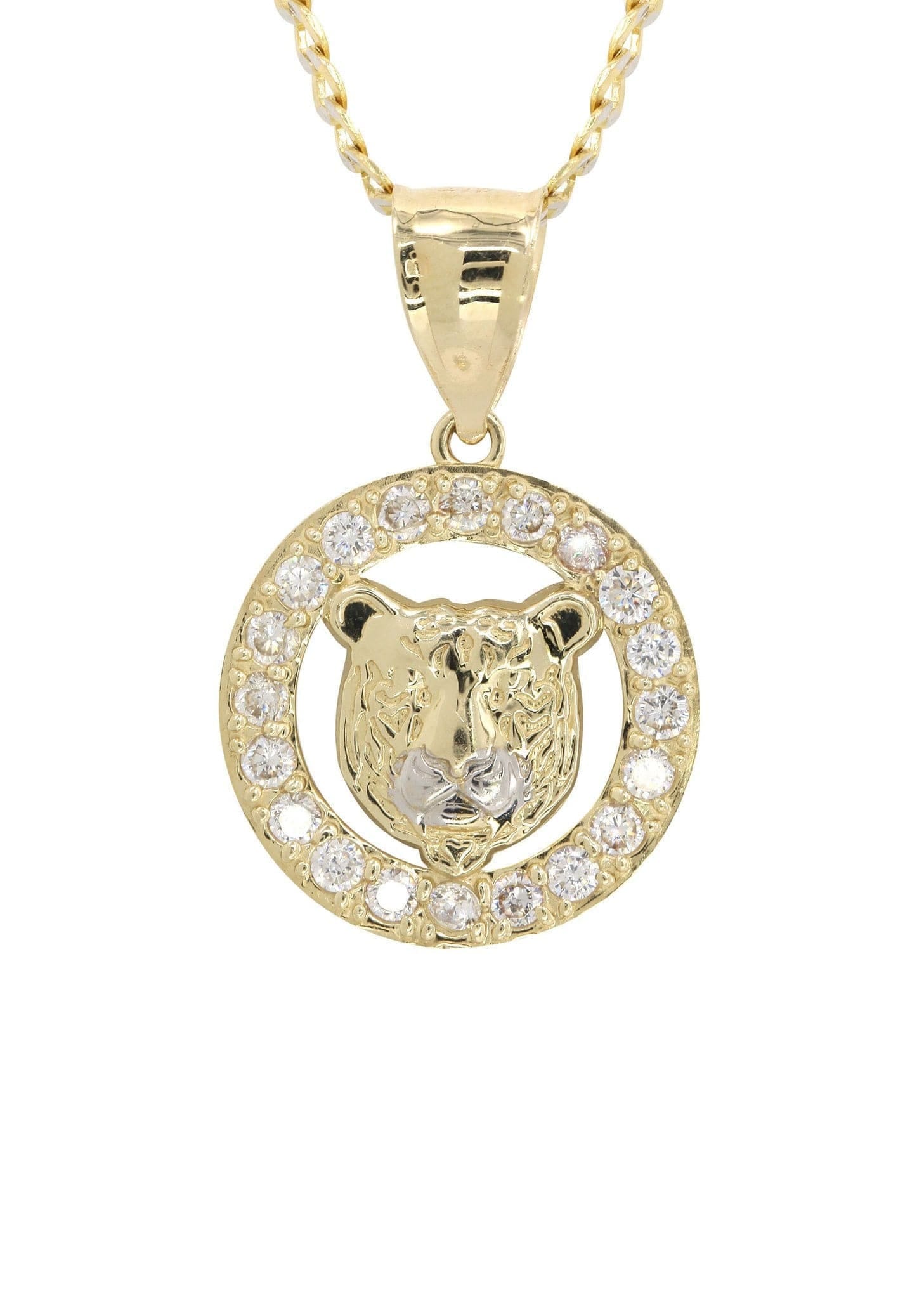 Manufacturer 1 10K Yellow Gold Pave & Cz Bear Necklace | Appx. 9.4 Grams