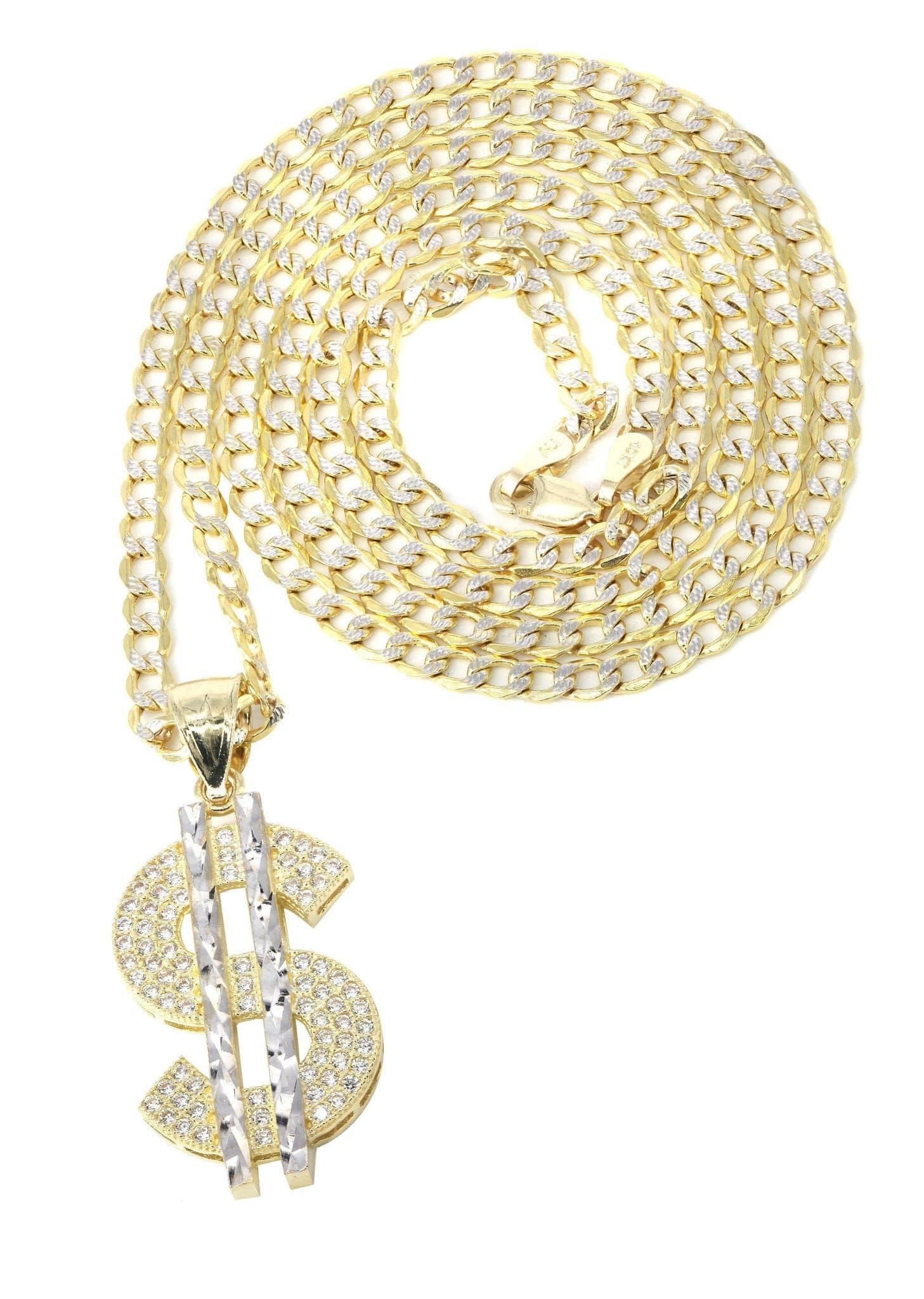 Manufacturer 1 10K Yellow Gold Pave & Cz Dollar Pedant | Appx. 8.7 Grams