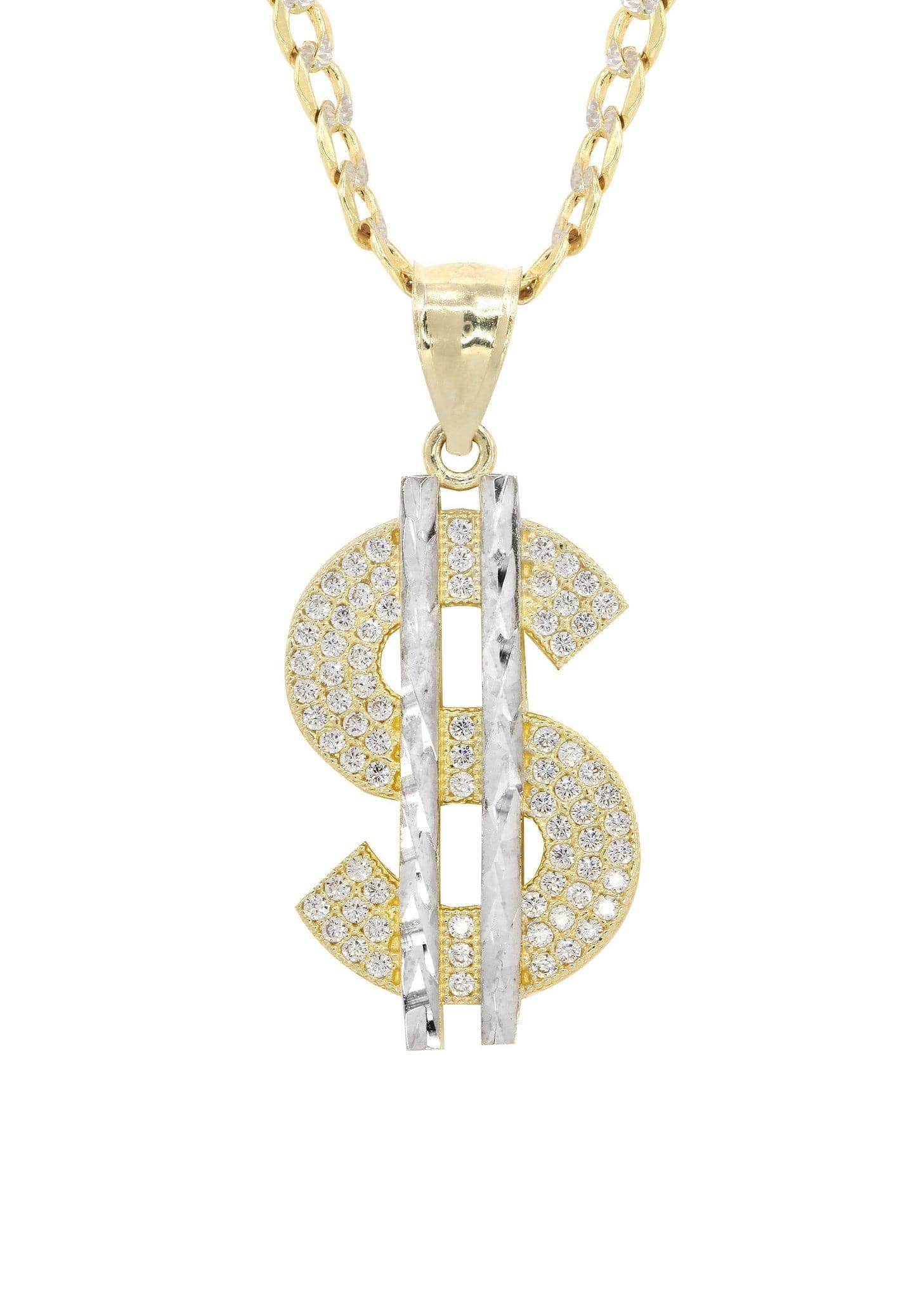 Manufacturer 1 10K Yellow Gold Pave & Cz Dollar Pedant | Appx. 8.7 Grams
