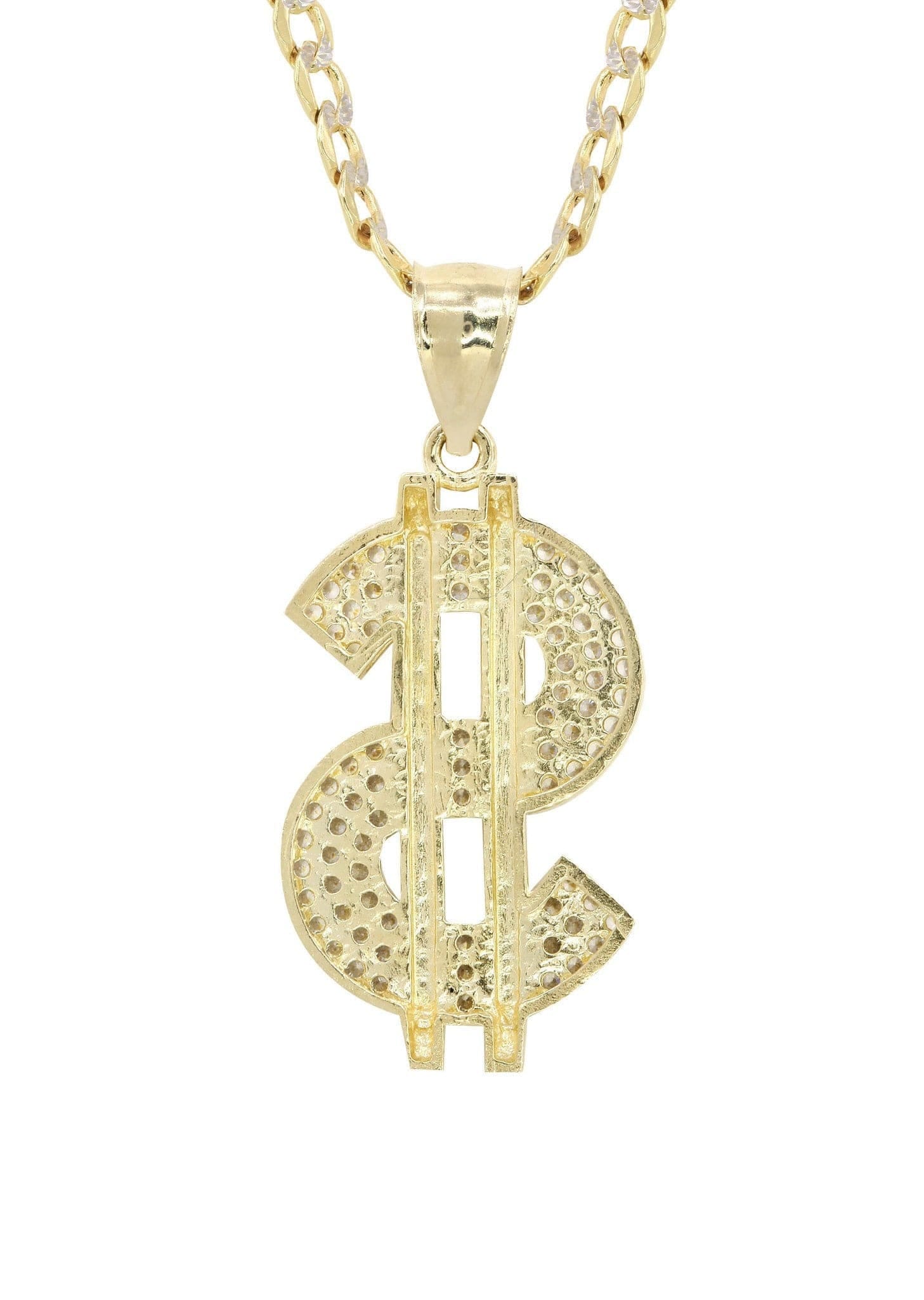 Manufacturer 1 10K Yellow Gold Pave & Cz Dollar Pedant | Appx. 8.7 Grams