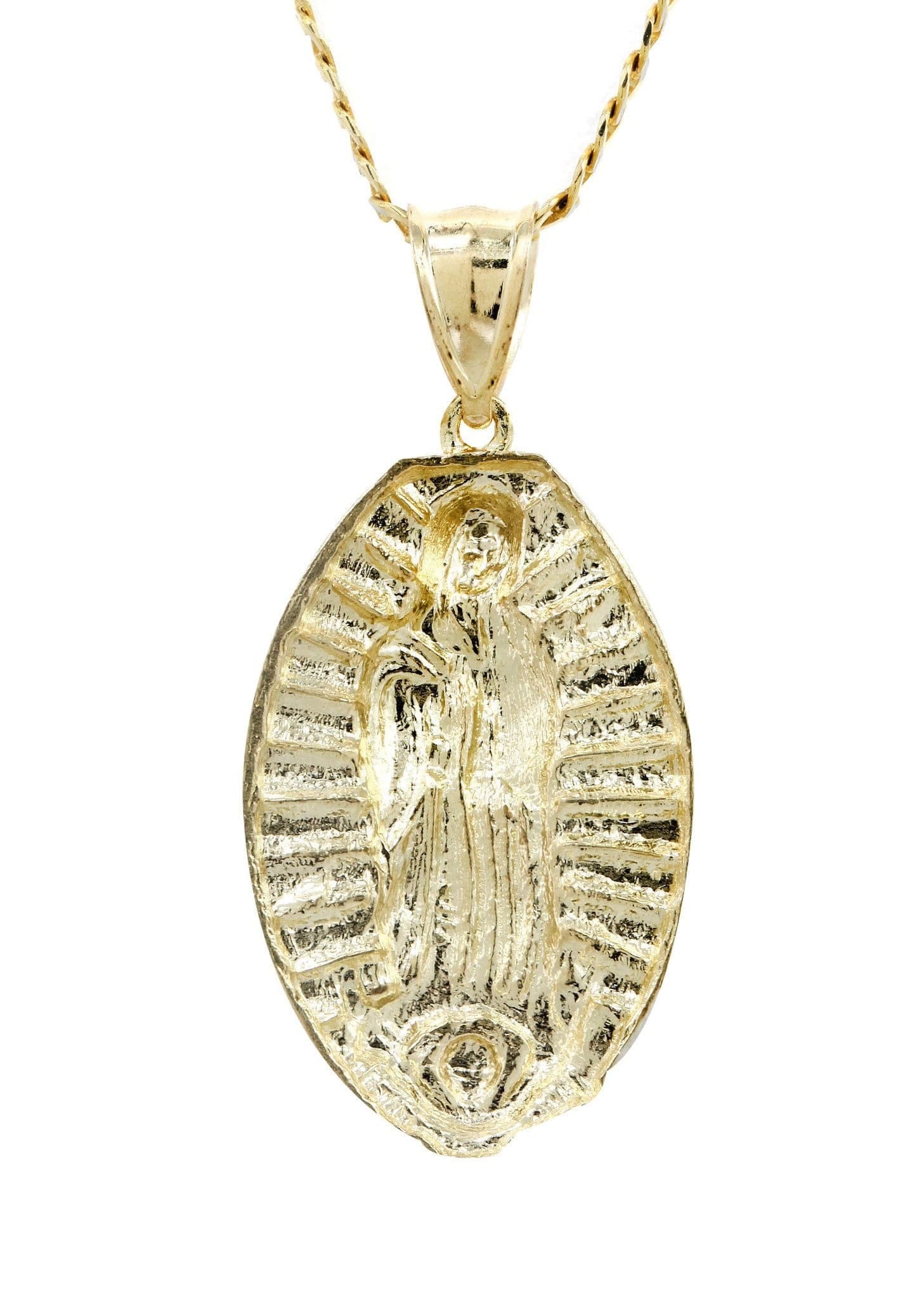 Manufacturer 1 10K Yellow Gold Pave & Virgin Mary Piece Chain | Appx. 9 Grams