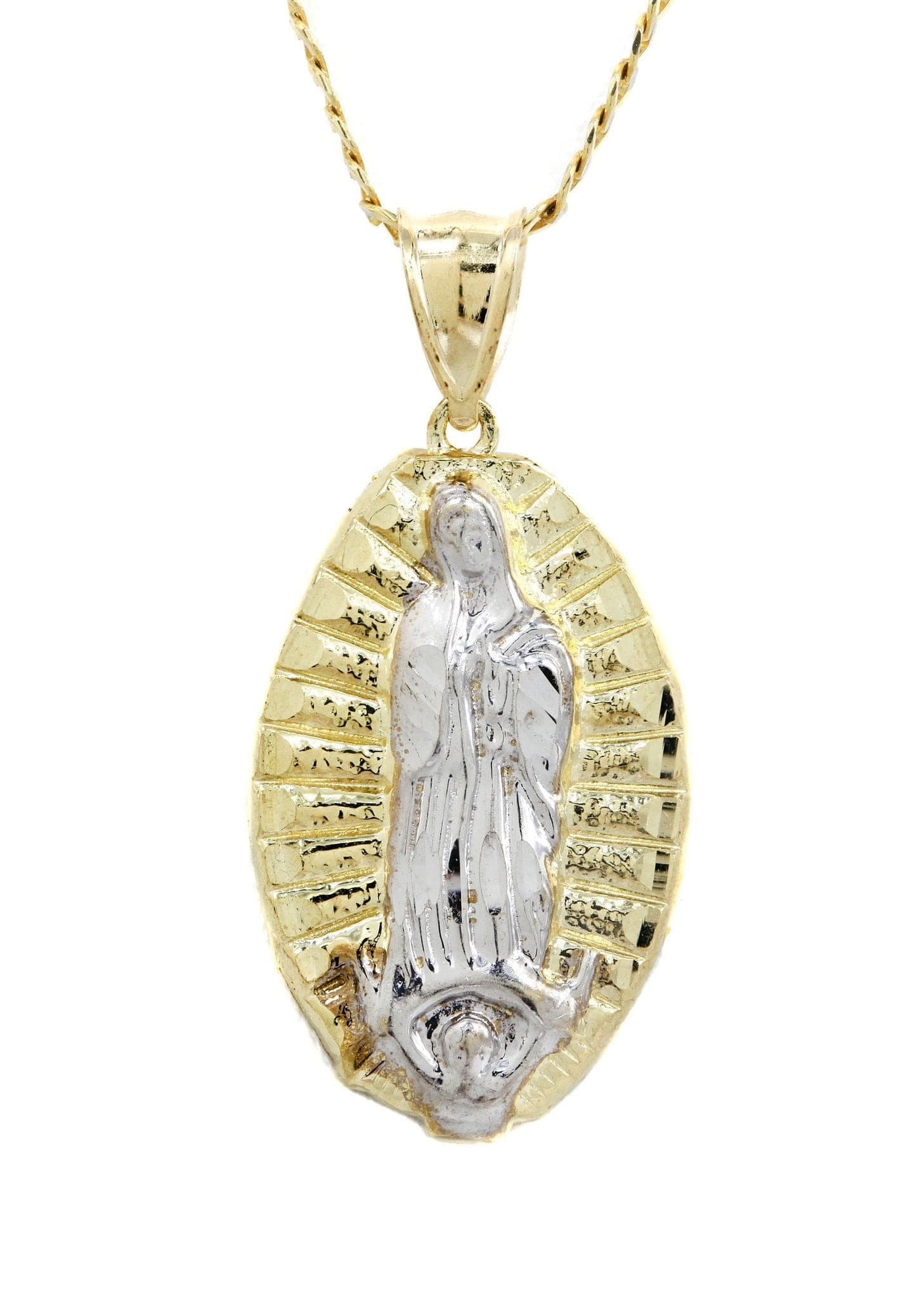 Manufacturer 1 10K Yellow Gold Pave & Virgin Mary Piece Chain | Appx. 9 Grams