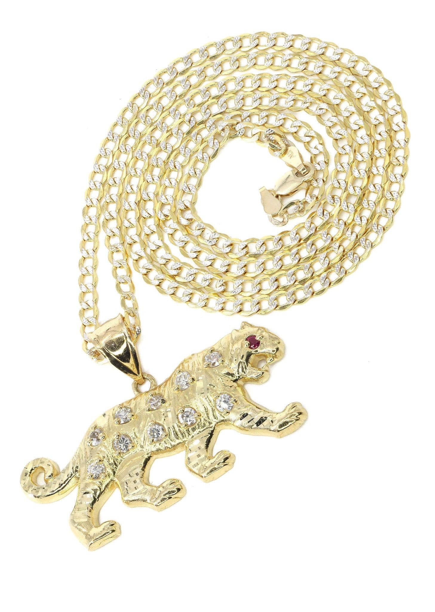 Manufacturer 1 10K Yellow Gold Pave & Cz Tiger Necklace | Appx. 10.3 Grams