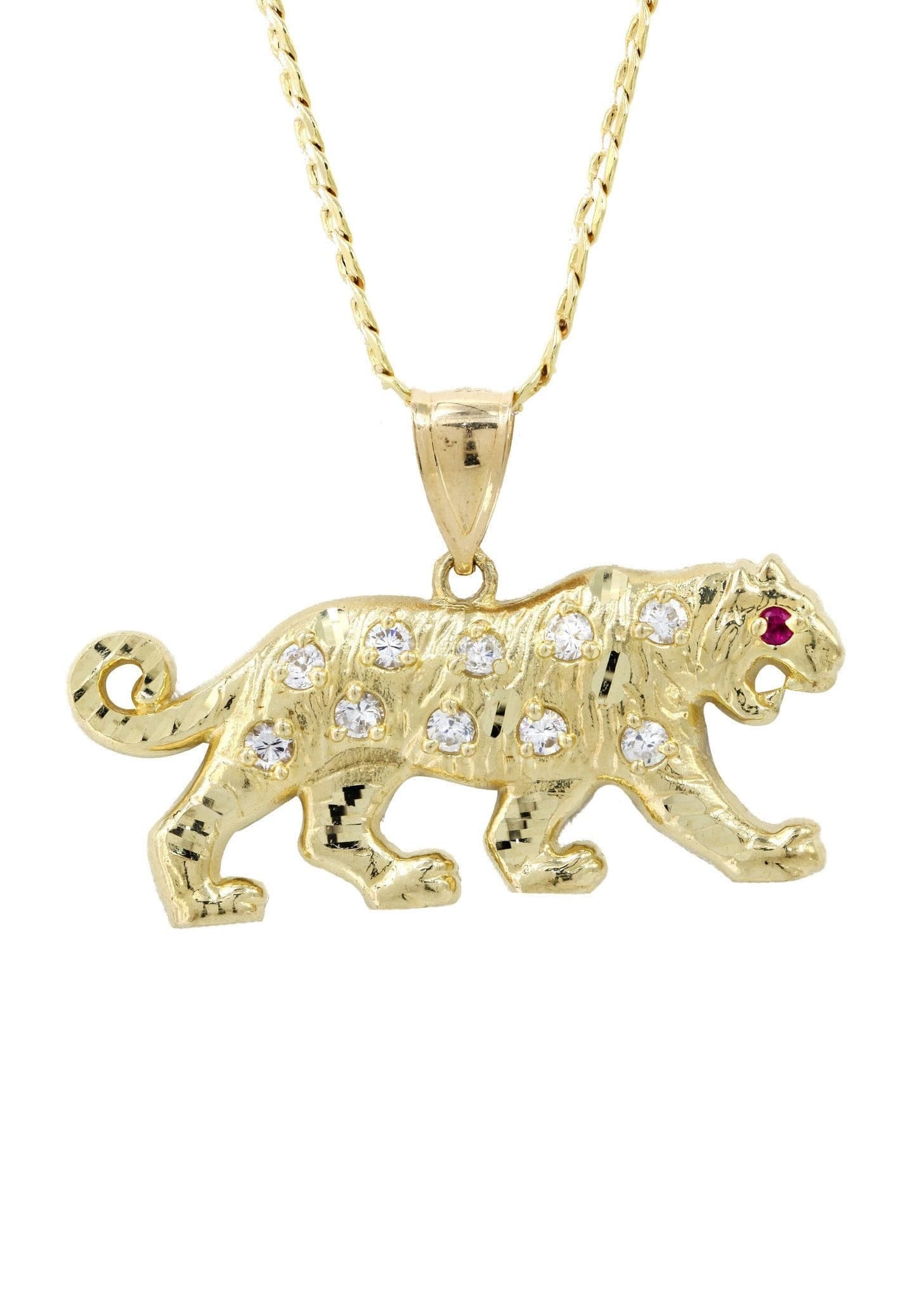 Manufacturer 1 10K Yellow Gold Pave & Cz Tiger Necklace | Appx. 10.3 Grams