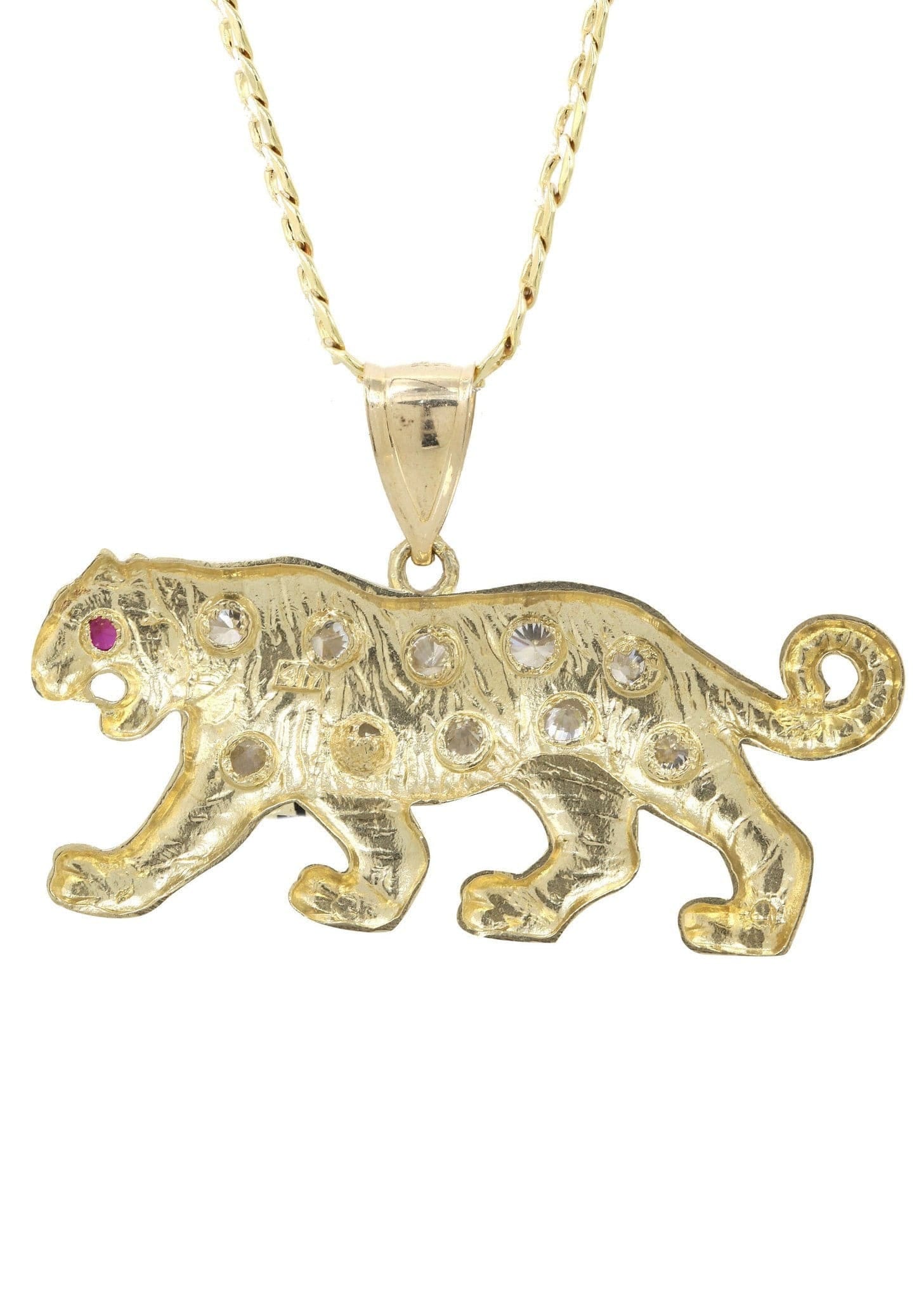 Manufacturer 1 10K Yellow Gold Pave & Cz Tiger Necklace | Appx. 10.3 Grams