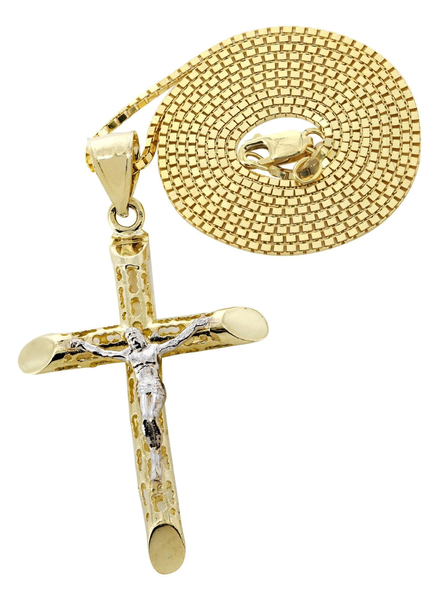 Manufacturer 1 10K Yellow Gold Box Cross / Crucifix Necklace | Appx. 7.6 Grams
