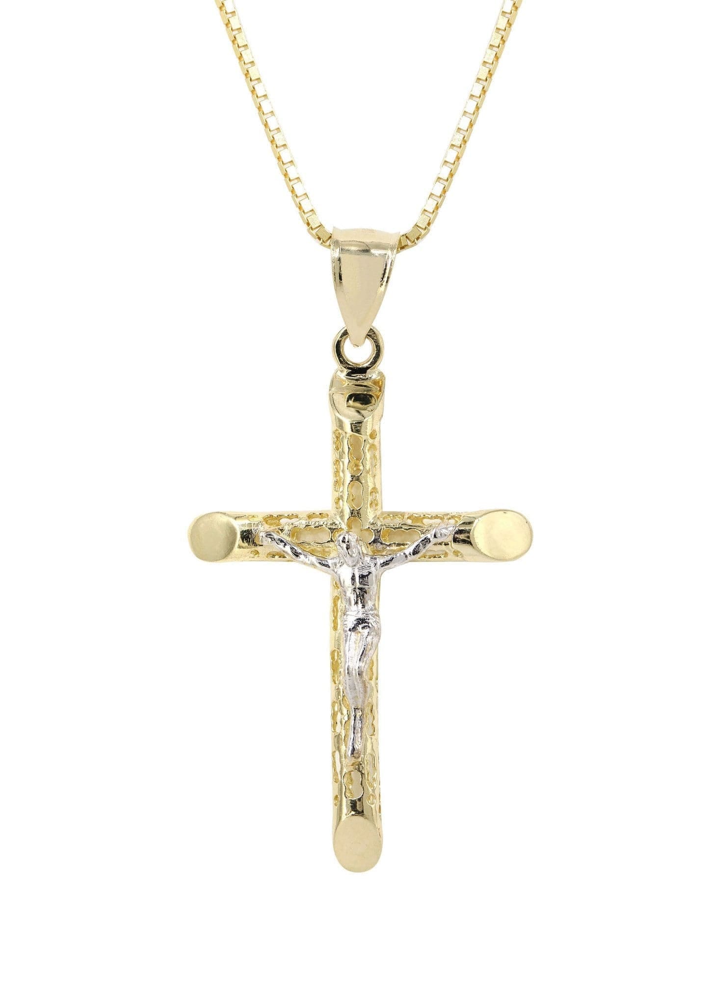 Manufacturer 1 10K Yellow Gold Box Cross / Crucifix Necklace | Appx. 7.6 Grams
