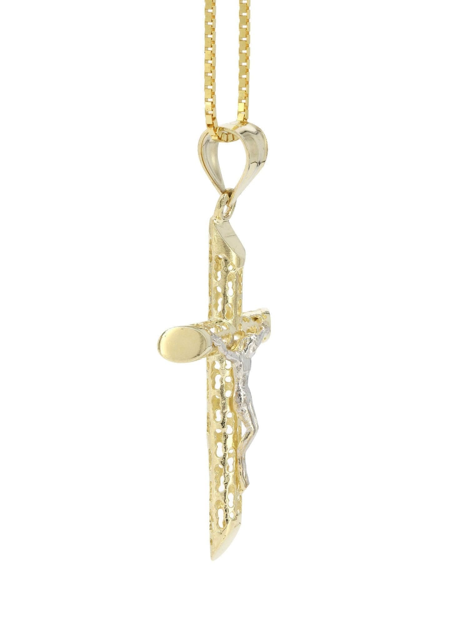 Manufacturer 1 10K Yellow Gold Box Cross / Crucifix Necklace | Appx. 7.6 Grams