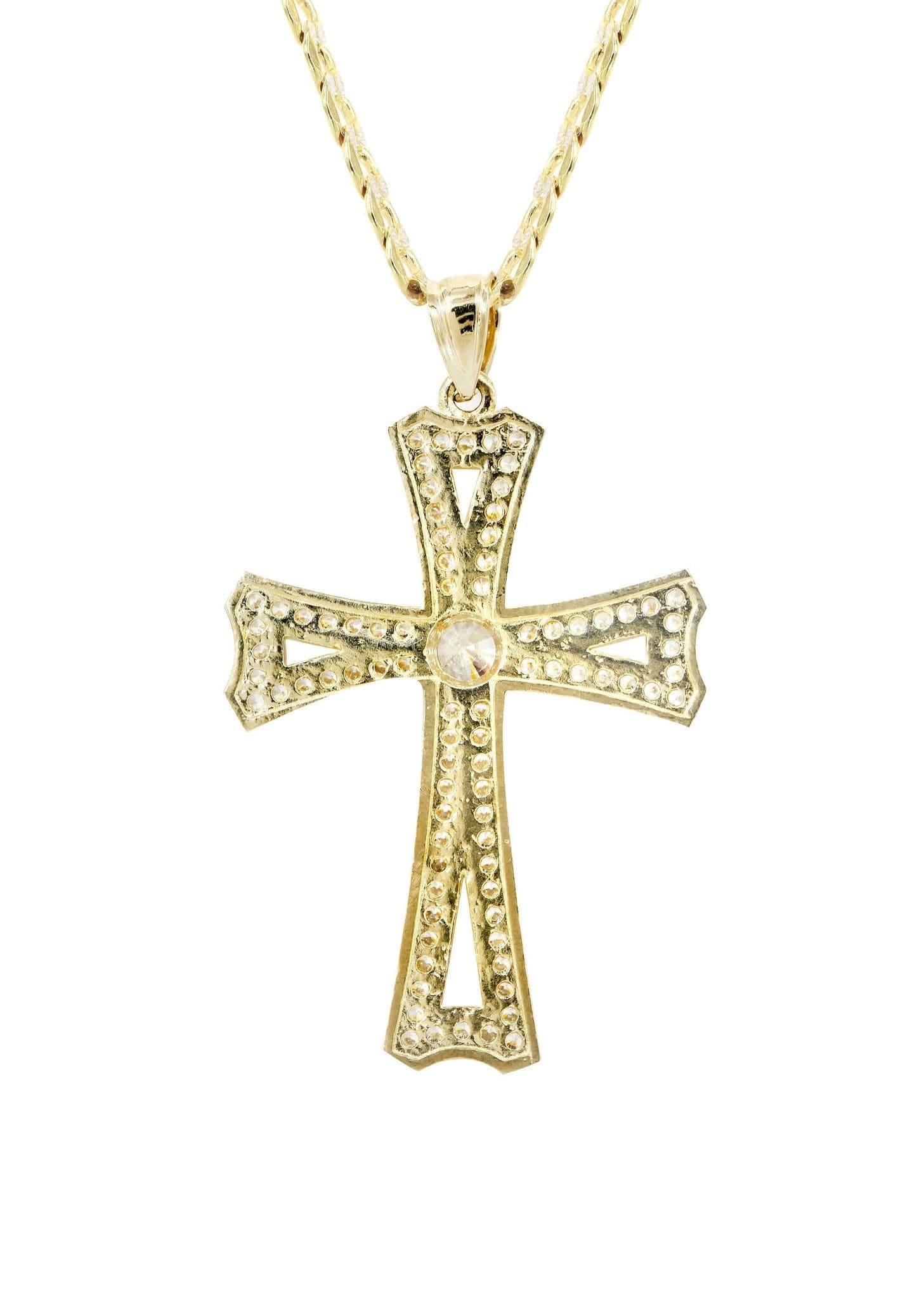 Manufacturer 1 10K Yellow Gold Pave Cross Necklace | Appx. 8.9 Grams