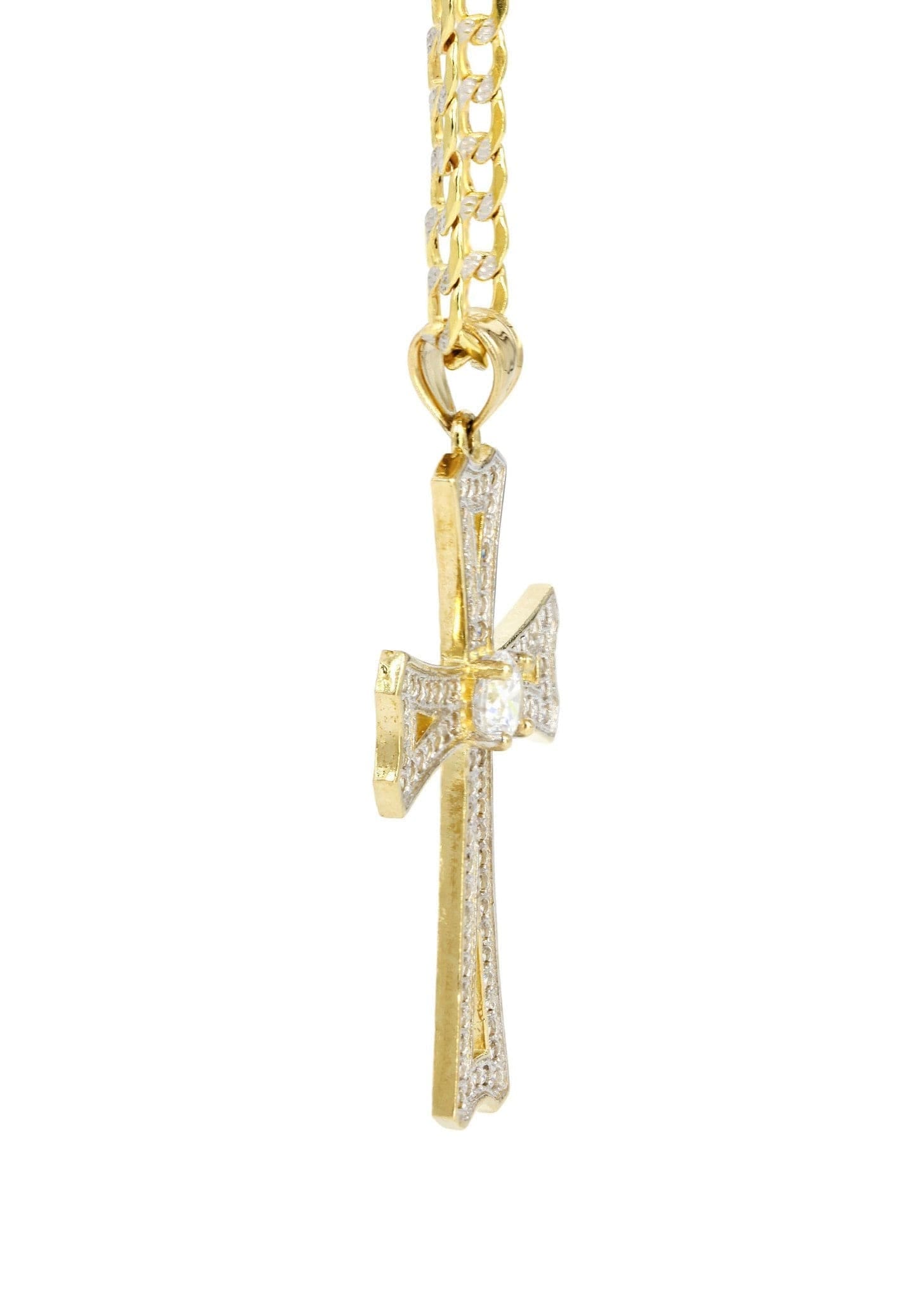 Manufacturer 1 10K Yellow Gold Pave Cross Necklace | Appx. 8.9 Grams