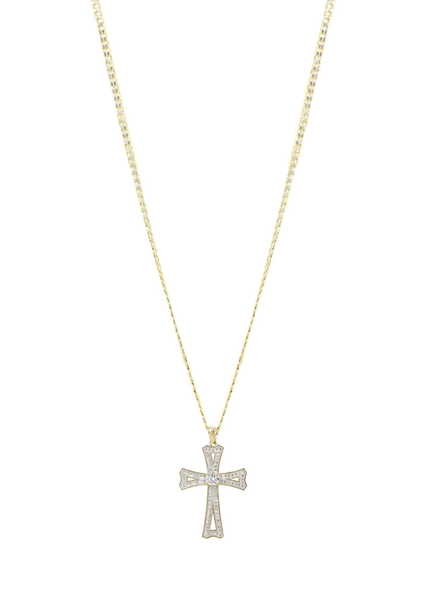 Manufacturer 1 10K Yellow Gold Pave Cross Necklace | Appx. 8.9 Grams