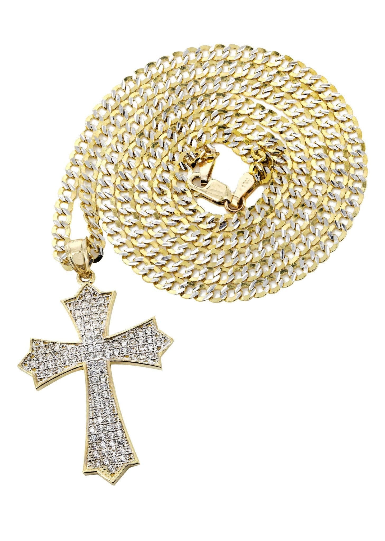 Manufacturer 1 10K Yellow Gold Pave Cross Necklace | Appx. 9.4 Grams