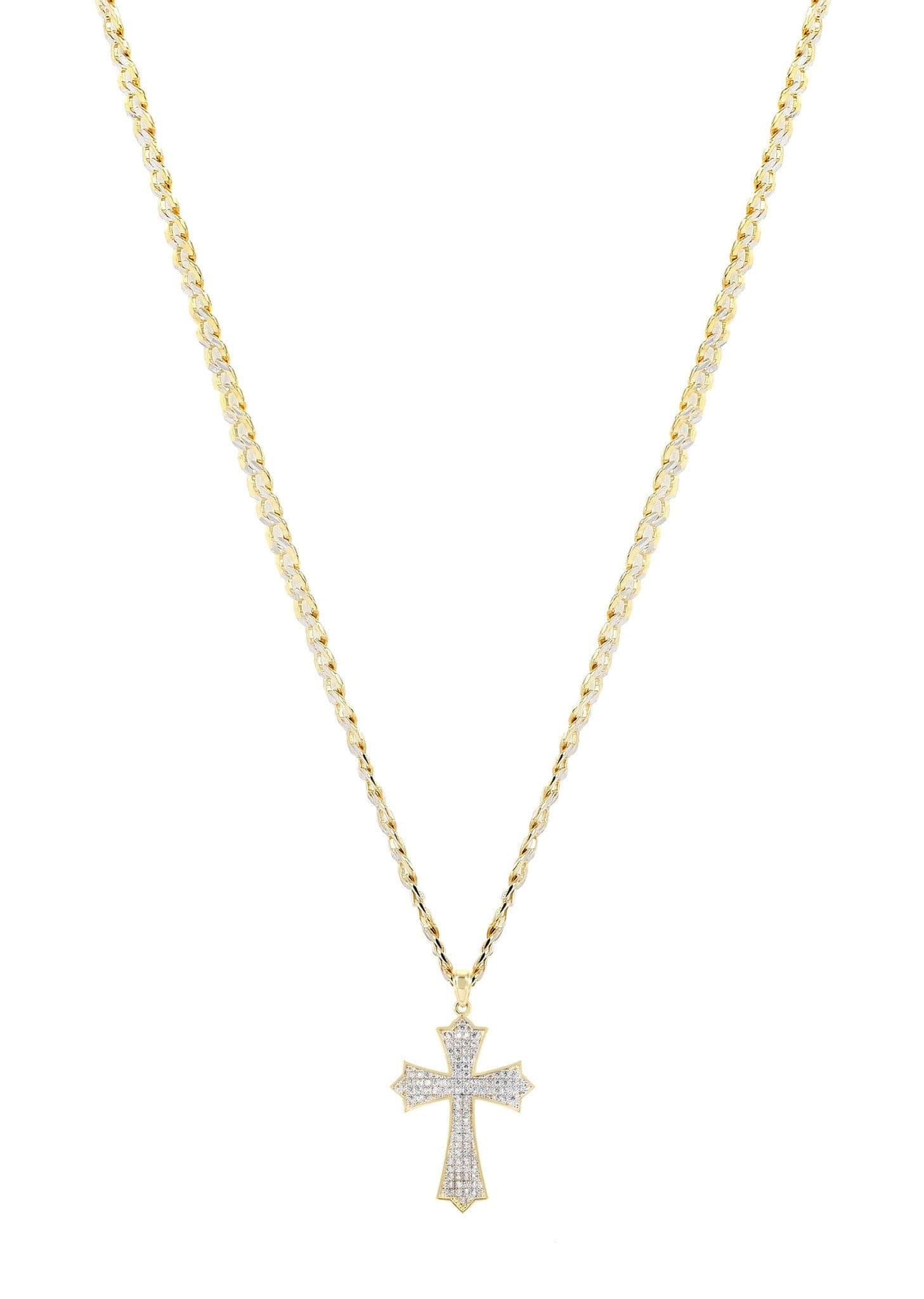 Manufacturer 1 10K Yellow Gold Pave Cross Necklace | Appx. 9.4 Grams