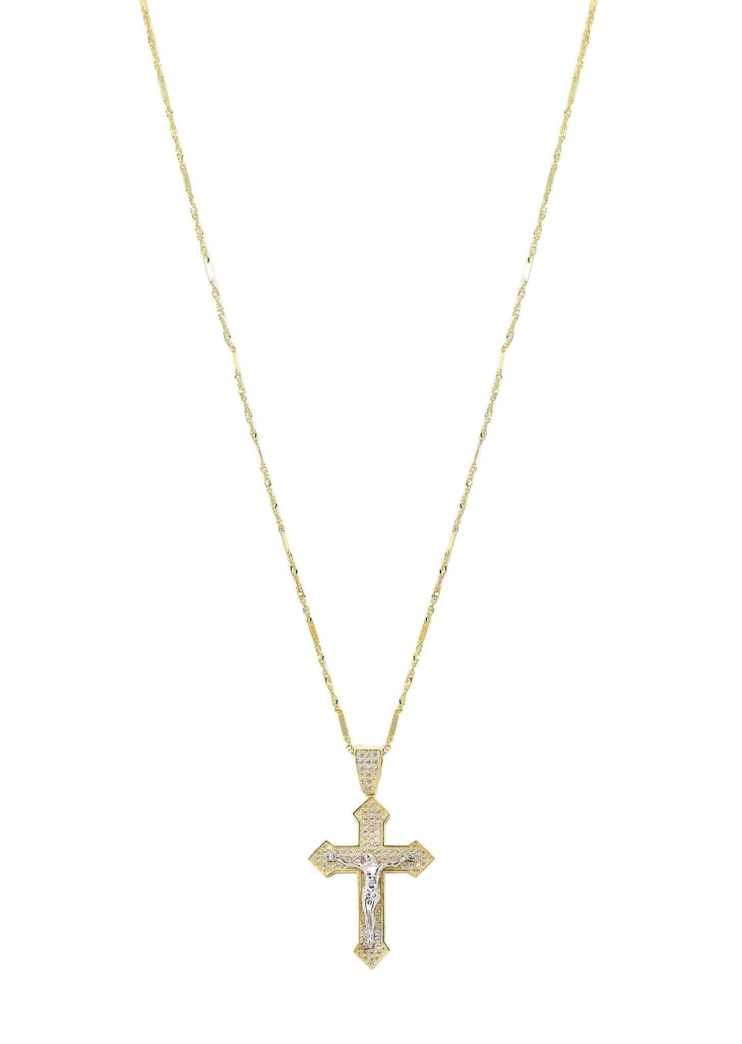 Manufacturer 1 10K Yellow Gold Fancy Link Gold Cross / Crucifix Necklace | Appx. 7.4 Grams