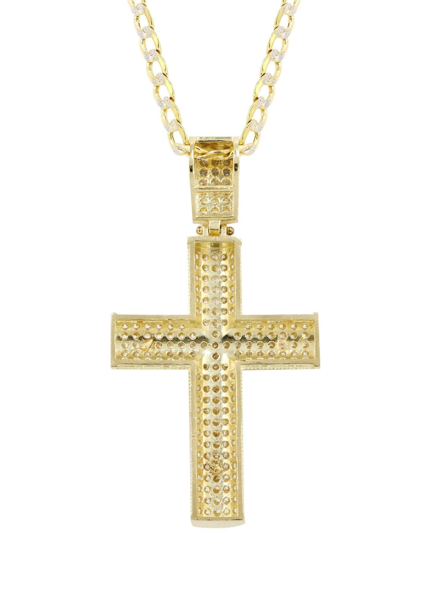 Manufacturer 1 10K Yellow Gold Pave Cross / Crucifix Necklace | Appx. 10.4 Grams