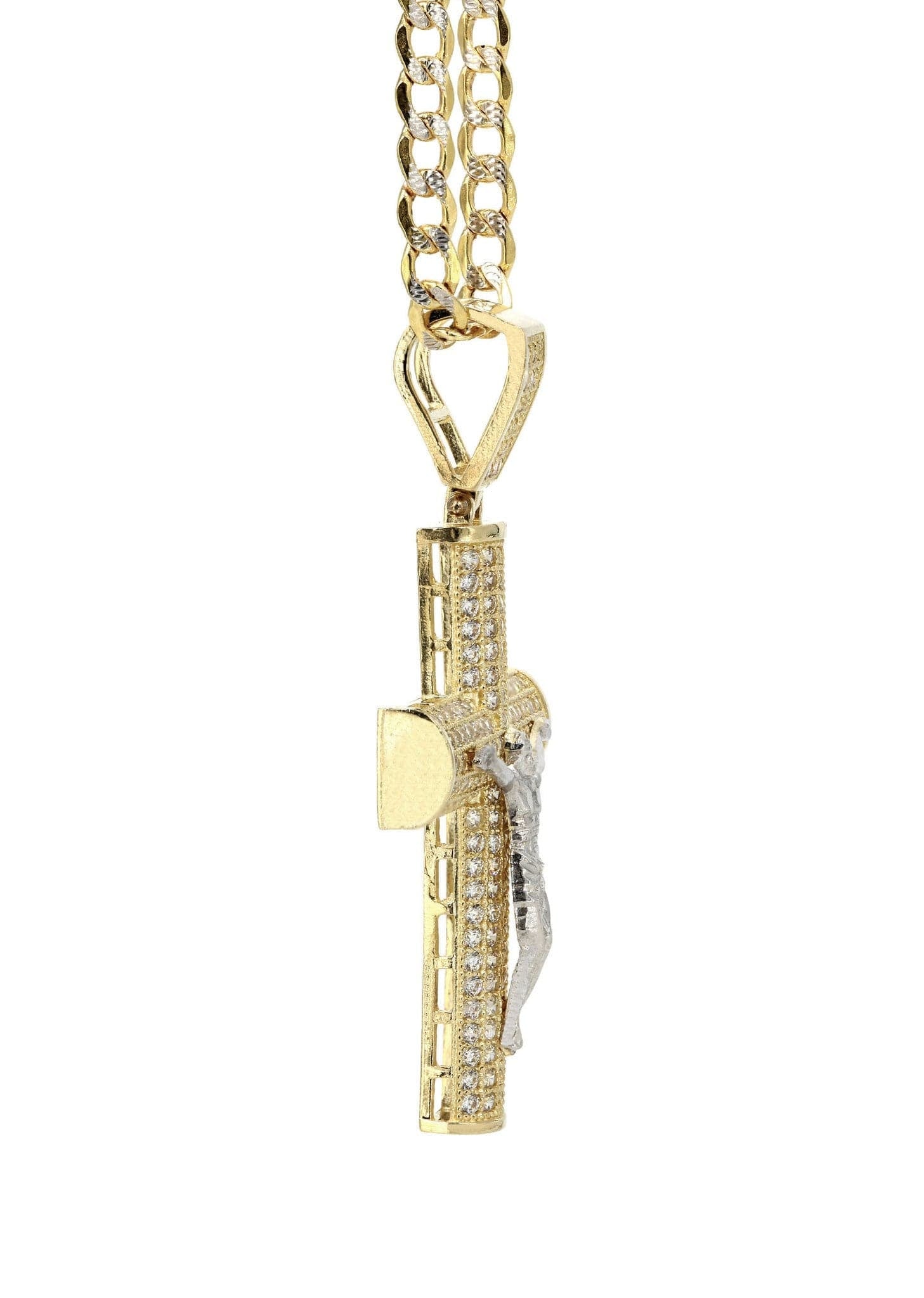 Manufacturer 1 10K Yellow Gold Pave Cross / Crucifix Necklace | Appx. 10.4 Grams