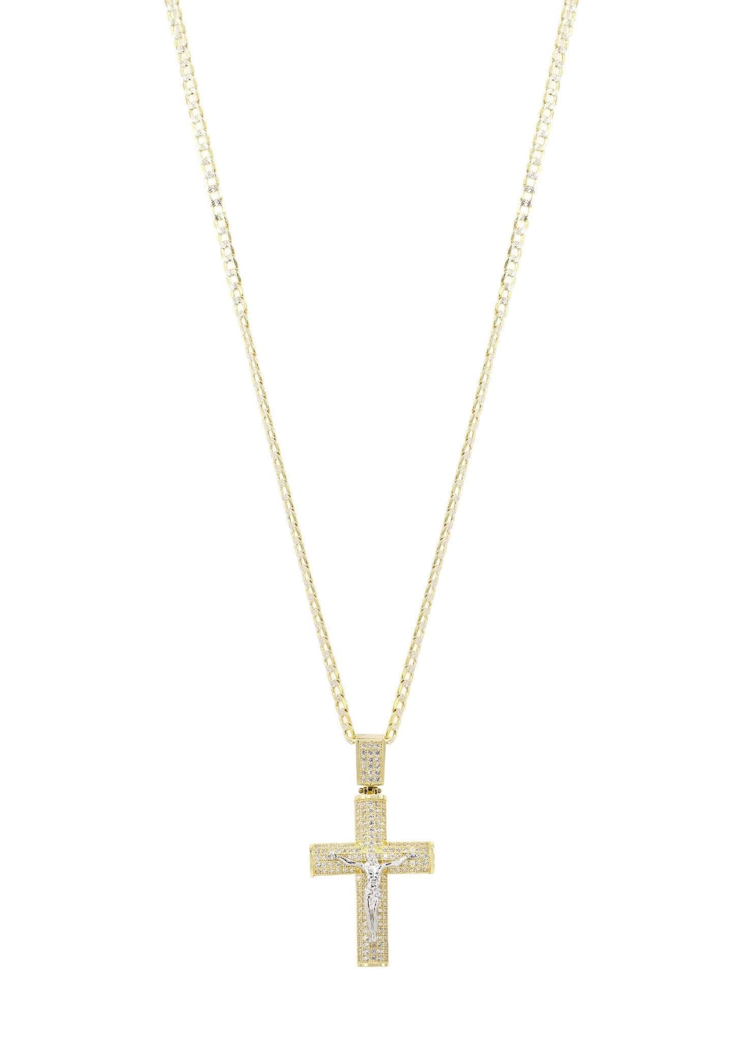 Manufacturer 1 10K Yellow Gold Pave Cross / Crucifix Necklace | Appx. 10.4 Grams
