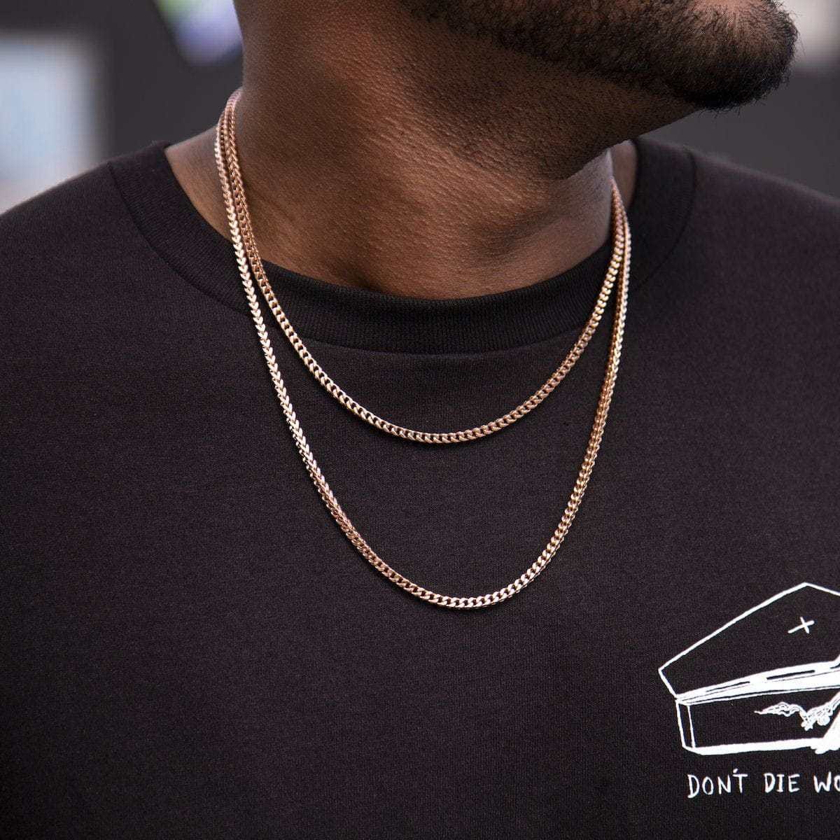 GLD Men Franco Chain + Bracelet Bundle in Rose Gold - 3 mm