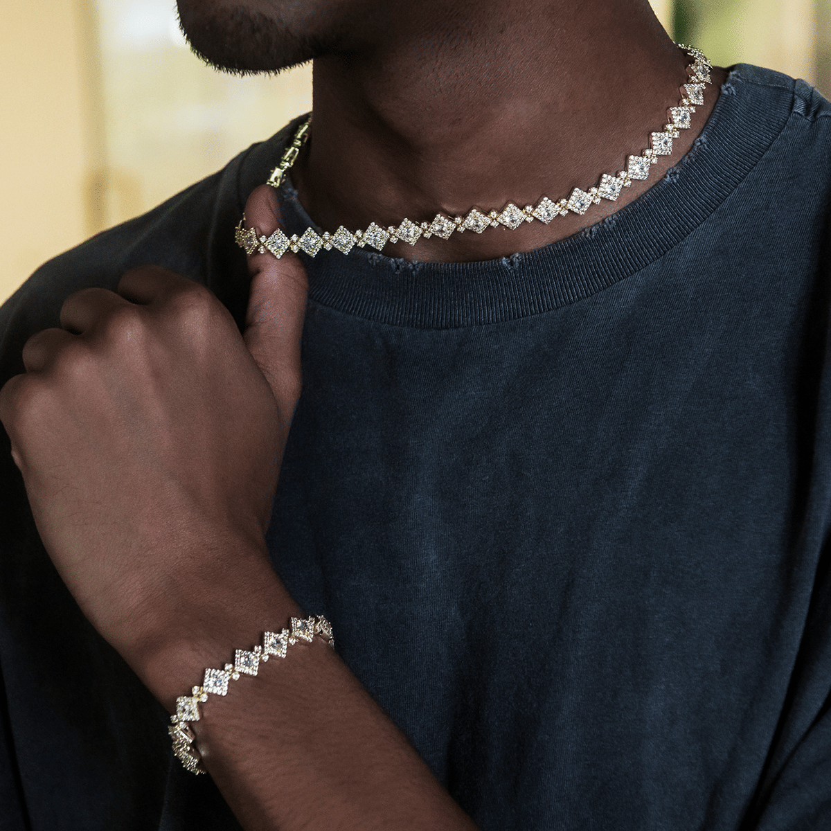 GLD Men Cloister Link Chain + Bracelet Bundle in Yellow Gold