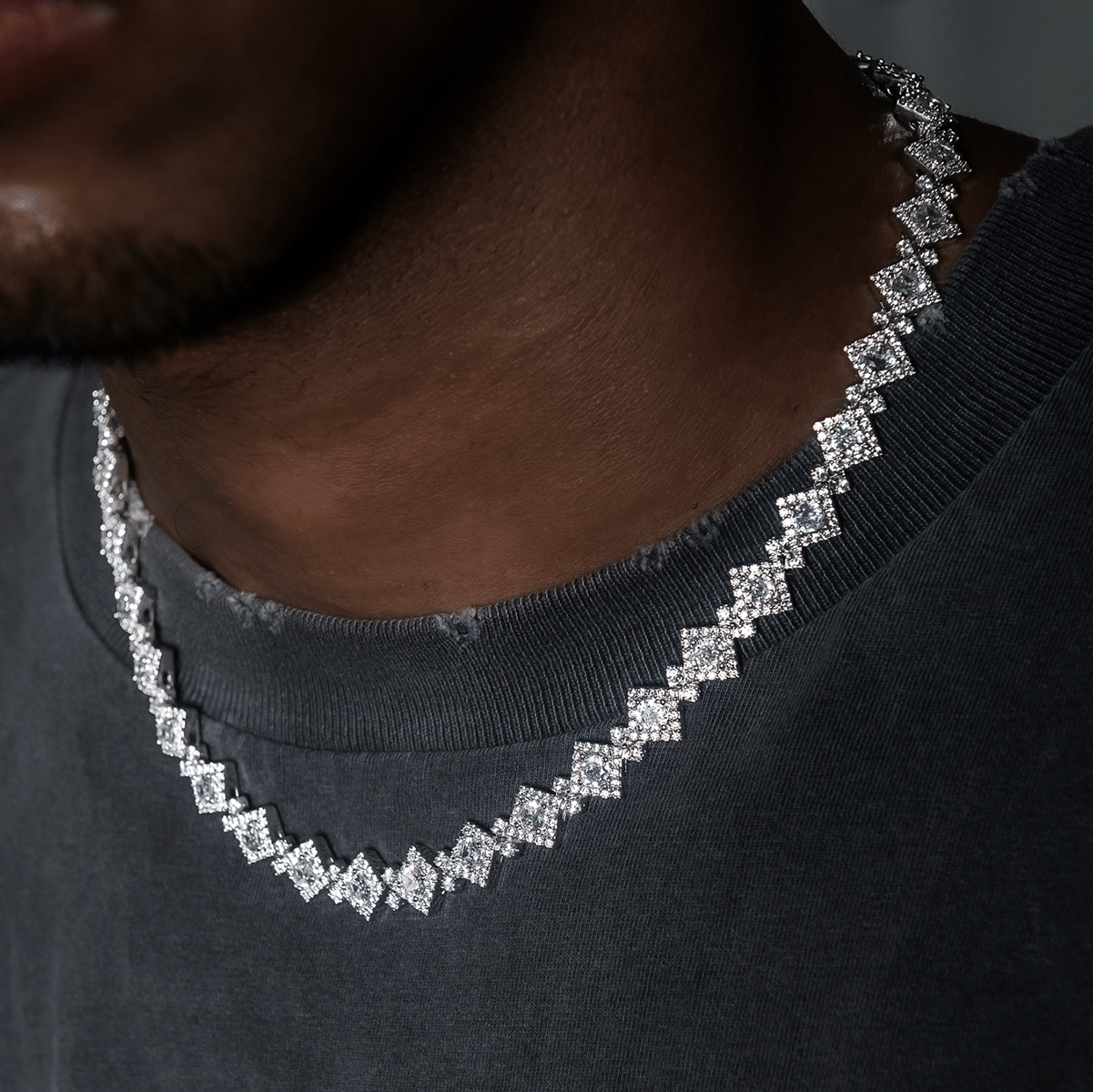GLD Men Cloister Link Chain + Bracelet Bundle in White Gold