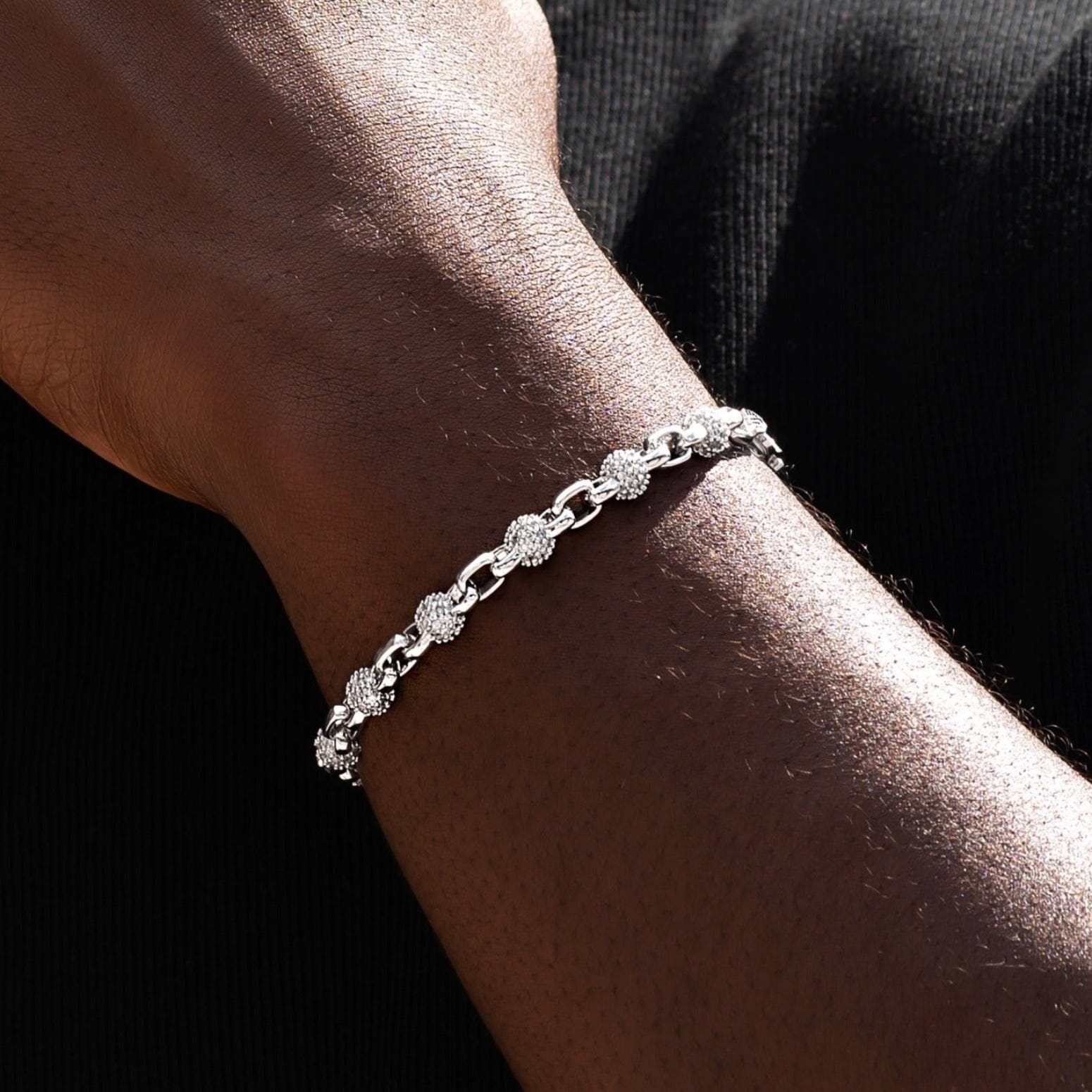 GLD Men Iced Ball Box Link Chain + Bracelet Bundle