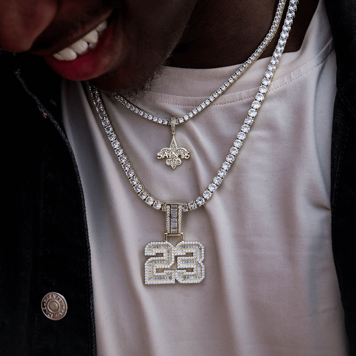 GLD Men Custom Iced Number Baguette Pendant