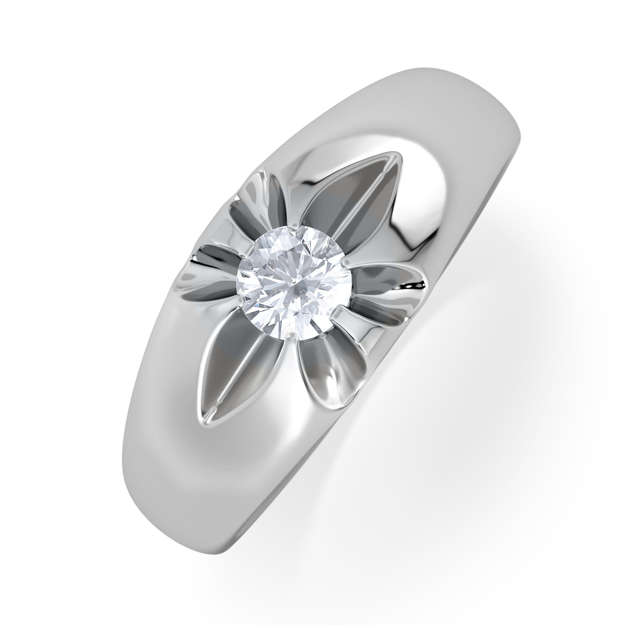 Diamond Lab Diamond Signet Ring 0.25ct Round Cut in 925 Silver