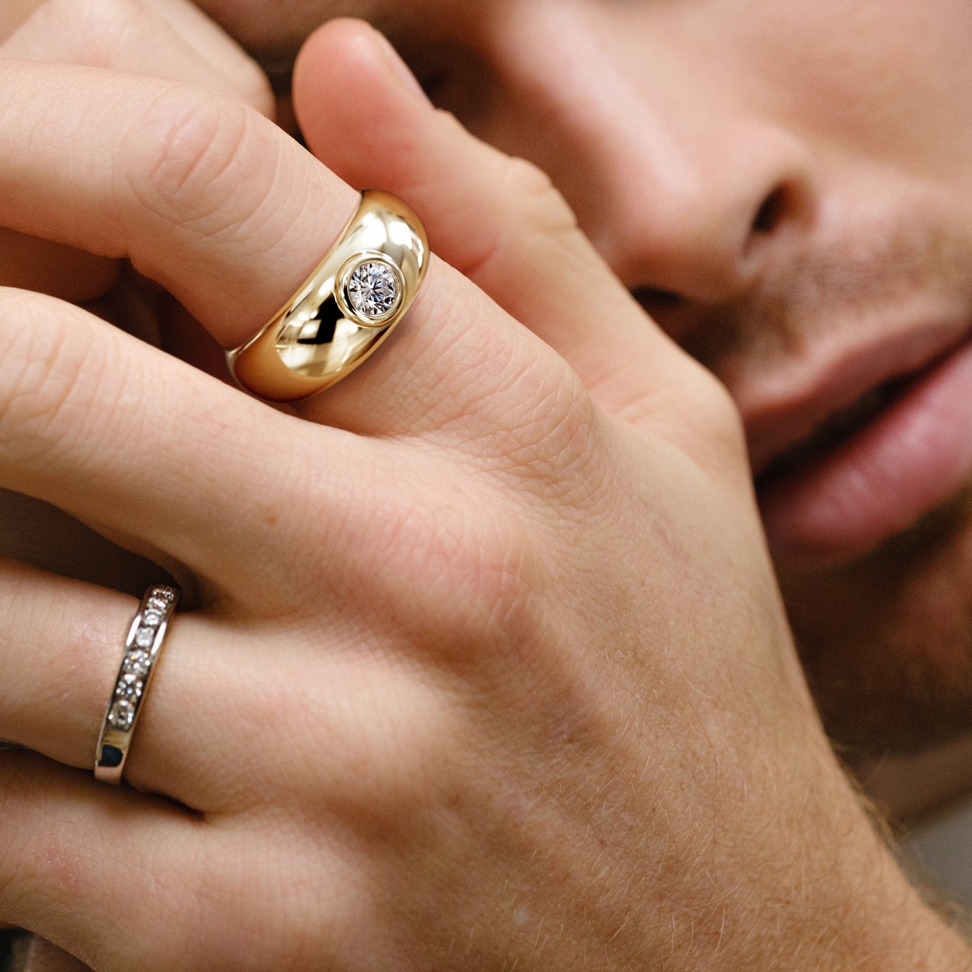 Diamond Lab Diamond Signet Ring 0.50ct in 18K Gold Vermeil H/SI