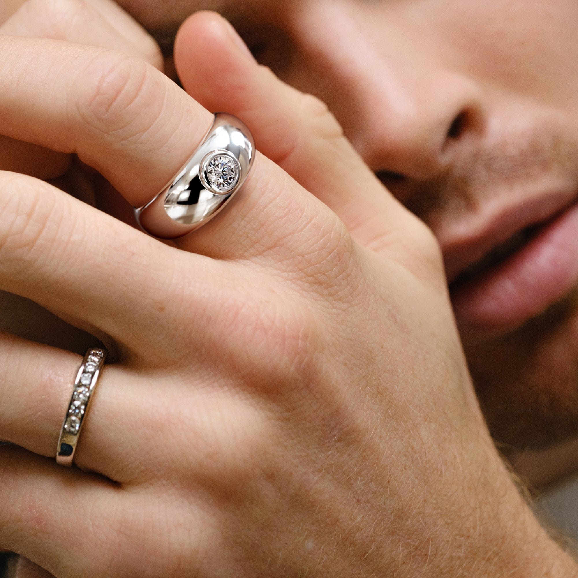Diamond Lab Diamond Signet Ring 0.50ct in 925 Silver H/SI
