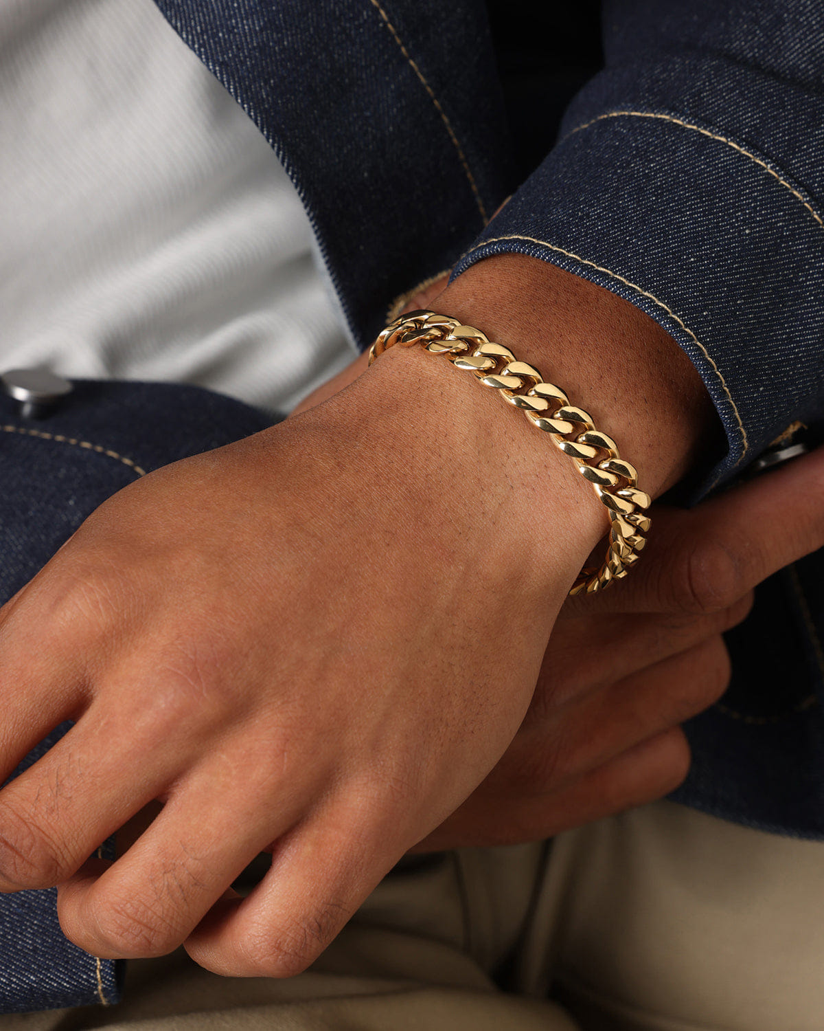 Saint Morta 10 mm Cuban Bracelet Gold