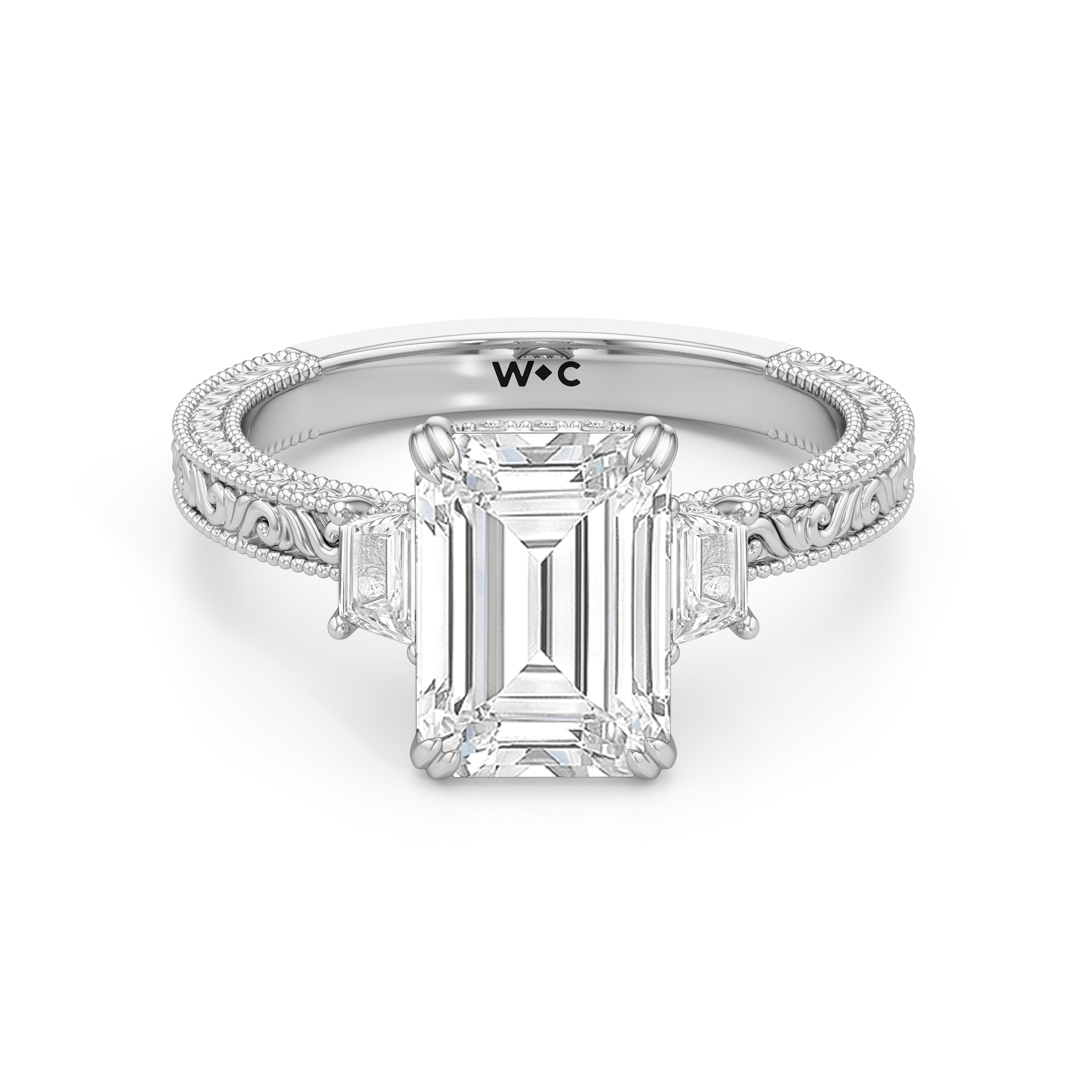 RING The Seraphine Trapezoid Three Stone Ring - Home Preview
